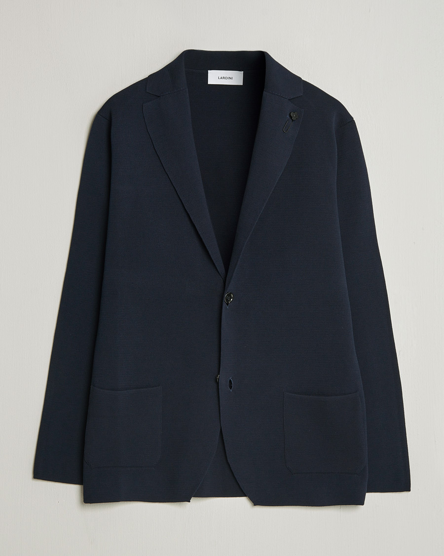 Herr | Kavajer | Lardini | Knitted Cotton Blazer Navy