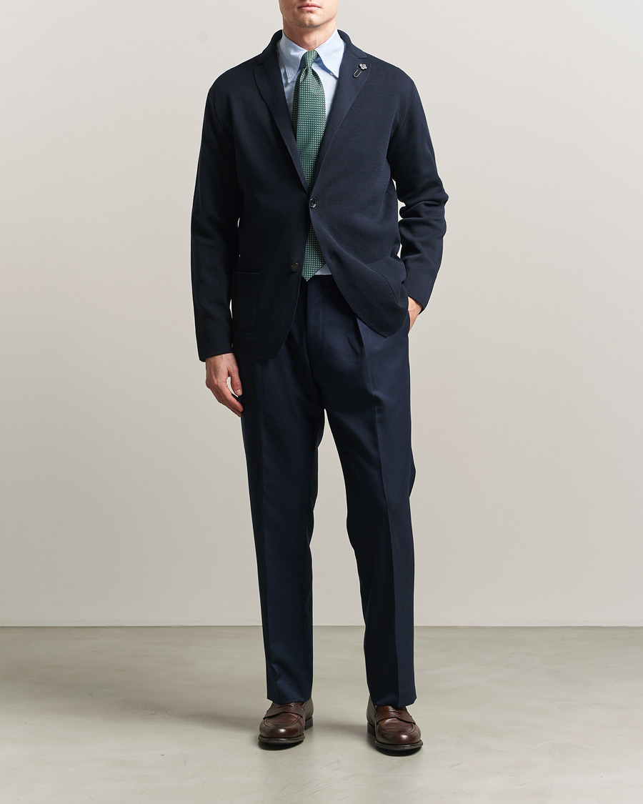 Herr | Kavajer | Lardini | Knitted Cotton Blazer Navy