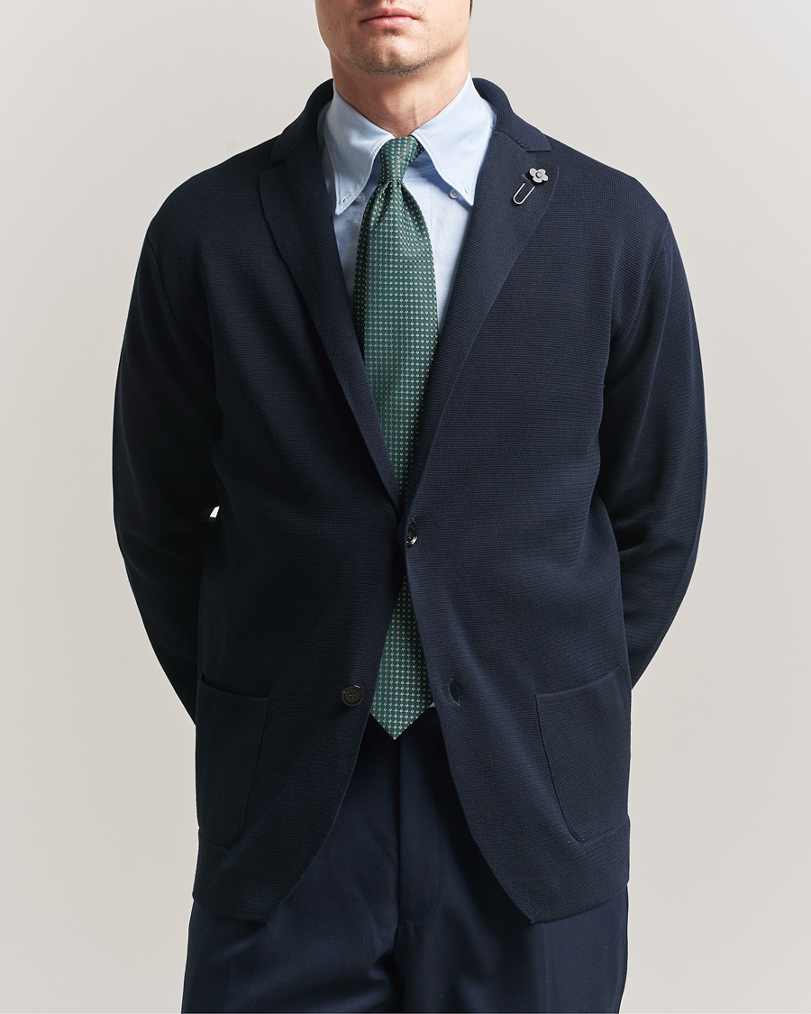 Herr | Kavajer | Lardini | Knitted Cotton Blazer Navy