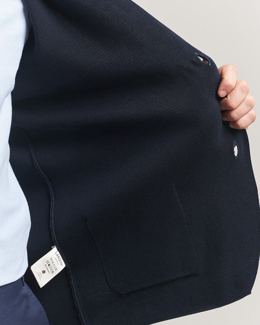 Herr | Kavajer | Lardini | Knitted Cotton Blazer Navy