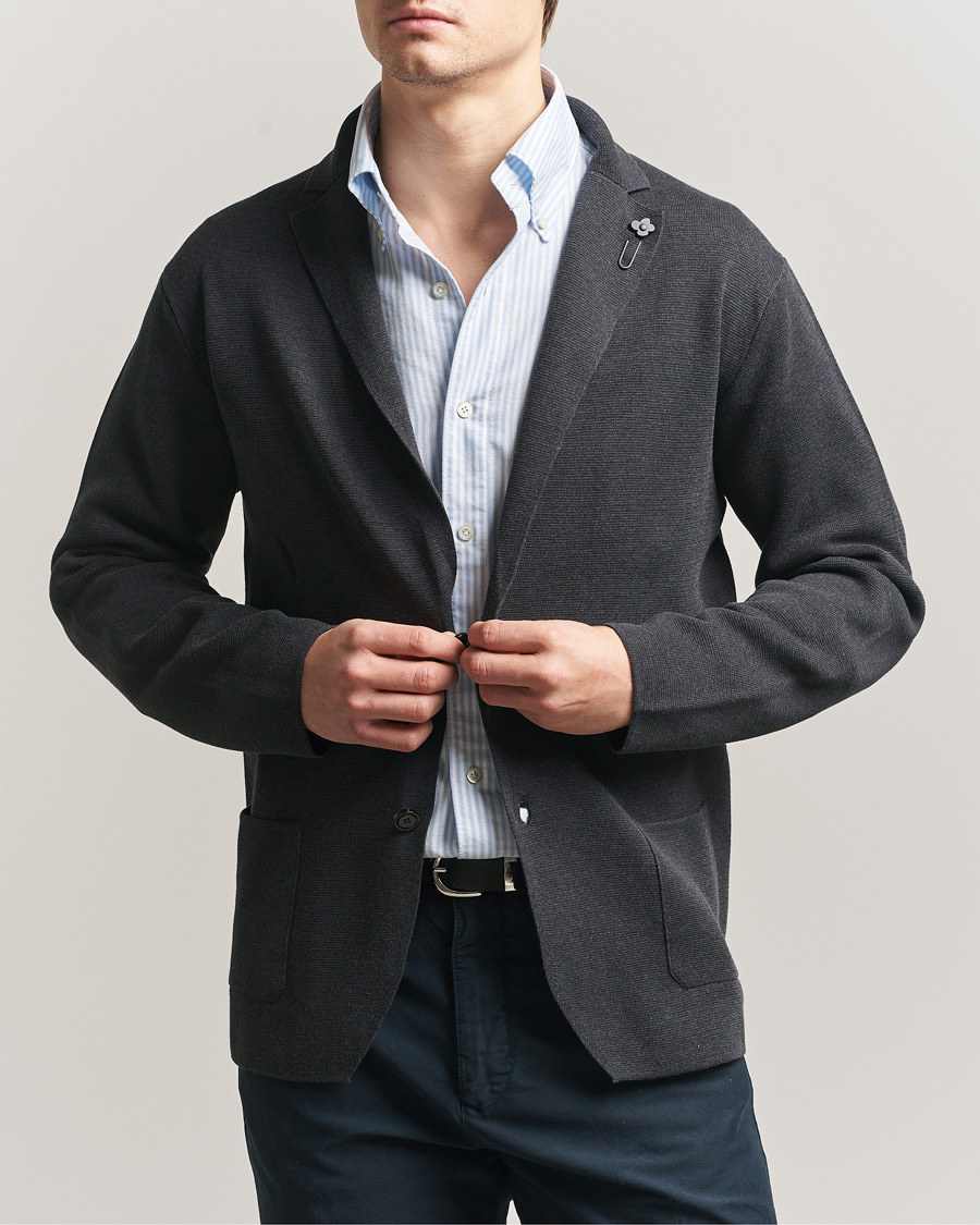 Herr | Kavajer | Lardini | Knitted Cotton Blazer Grey