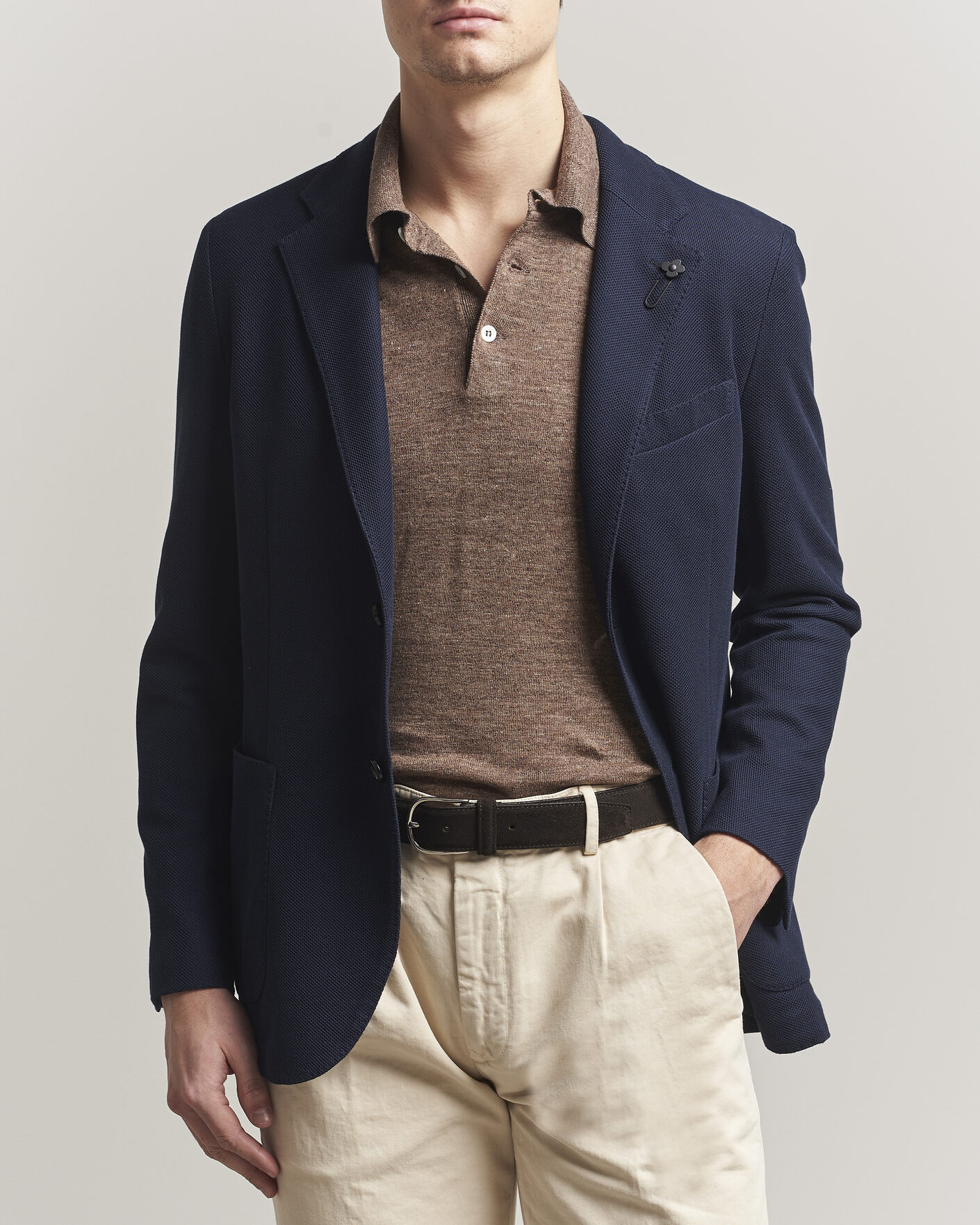Herr | Kavajer | Lardini | Loro Piana Jersey Piquet Cotton Blazer Navy