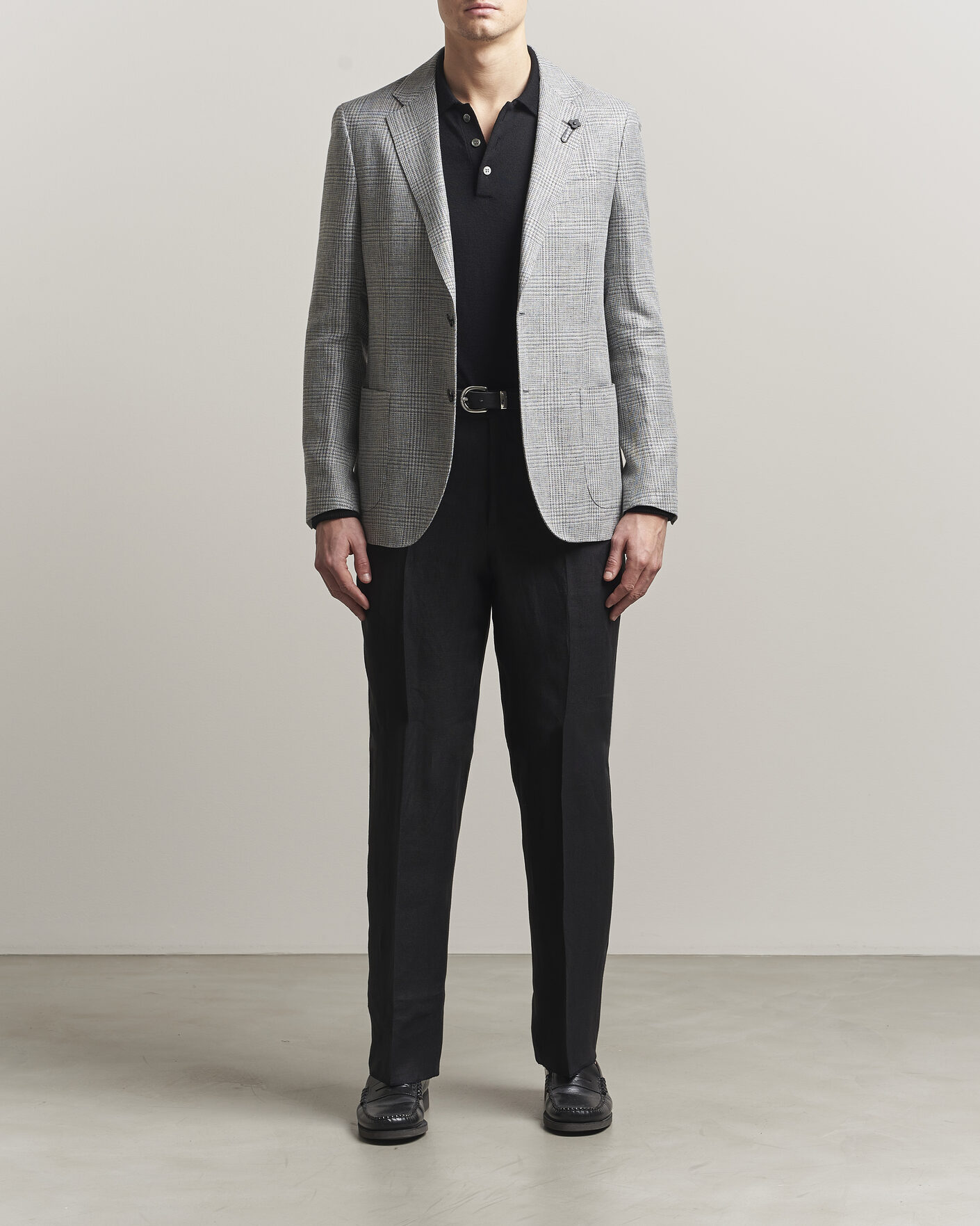 Herr | Byxor | Lardini | Palu Straight Fit Linen Trousers Black