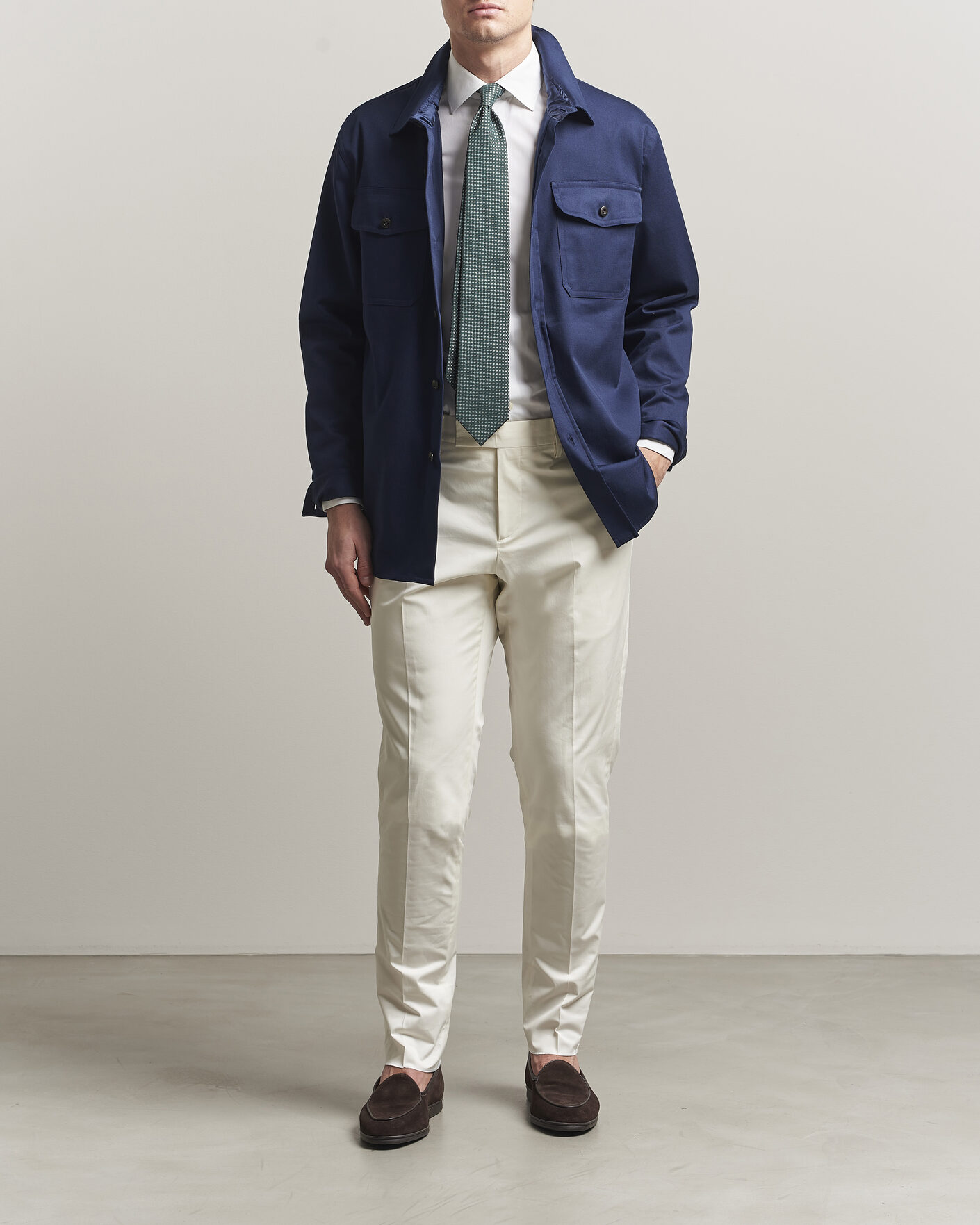 Herr | Byxor | Lardini | Lyon Cotton Twill Stretch Trousers White