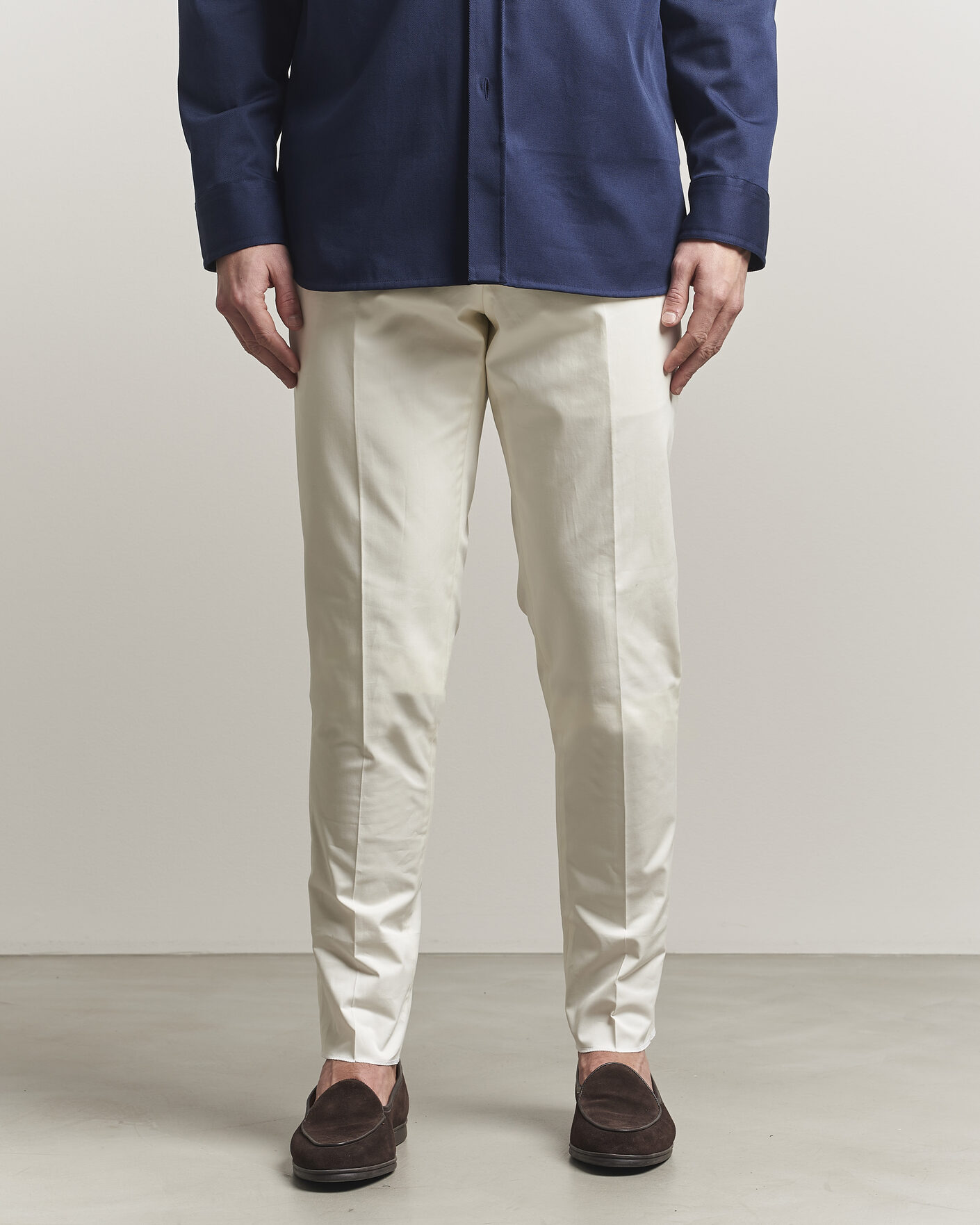 Herr | Byxor | Lardini | Lyon Cotton Twill Stretch Trousers White