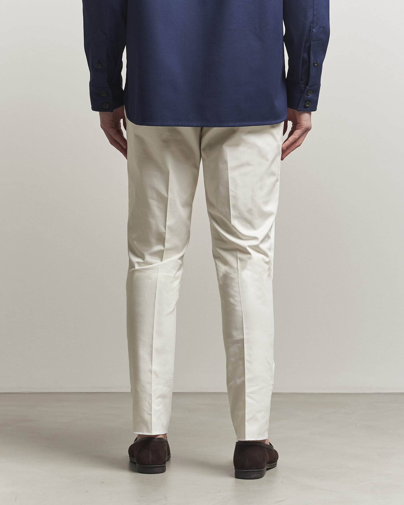 Herr | Byxor | Lardini | Lyon Cotton Twill Stretch Trousers White