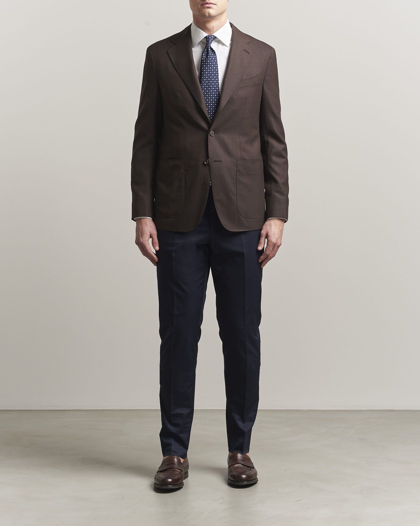 Herr | Byxor | Lardini | Lyon Cotton Twill Stretch Trousers Navy