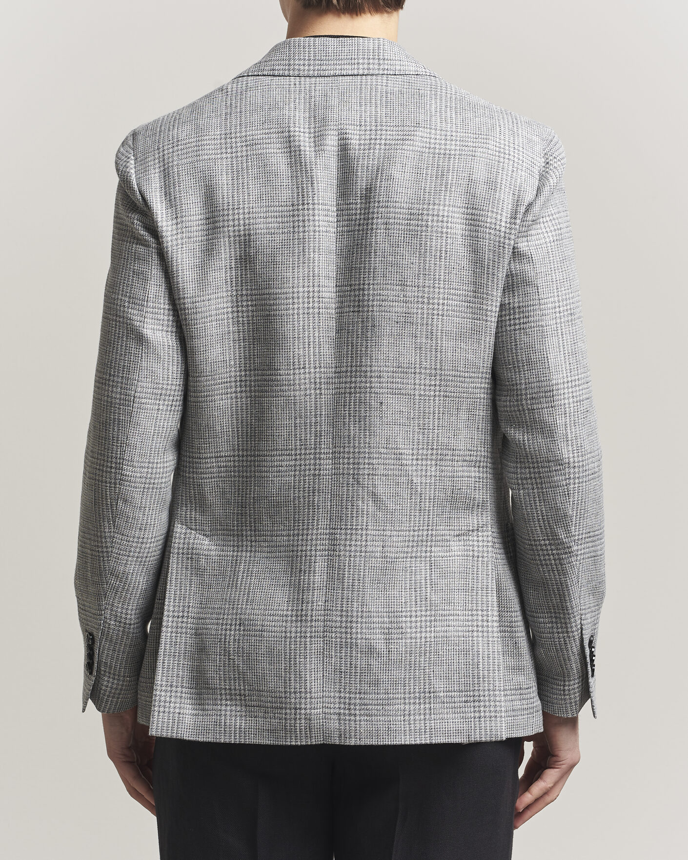 Herr | Kavajer | Lardini | Checked Linen/Wool Blazer Grey