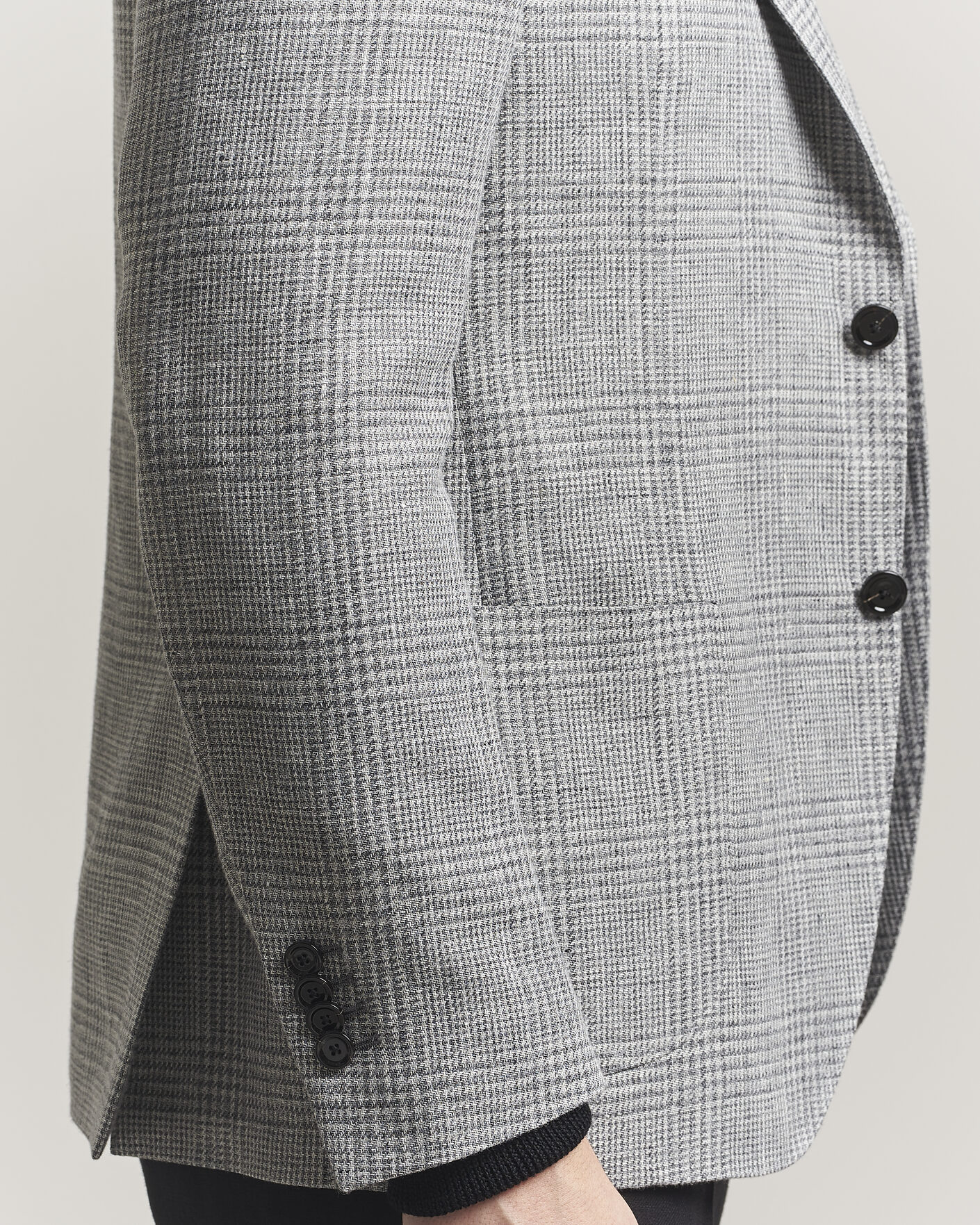 Herr | Kavajer | Lardini | Checked Linen/Wool Blazer Grey