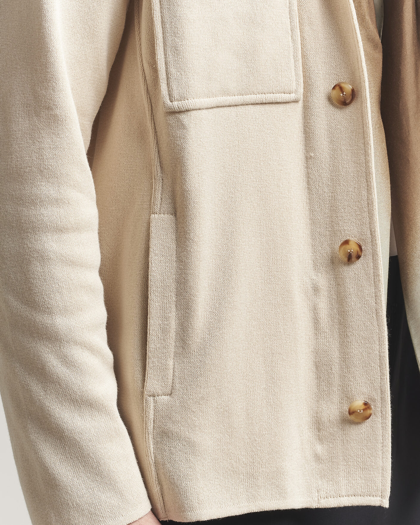 Herr | Kavajer | Lardini | Knitted Cotton Pocket Shirt Jacket Beige