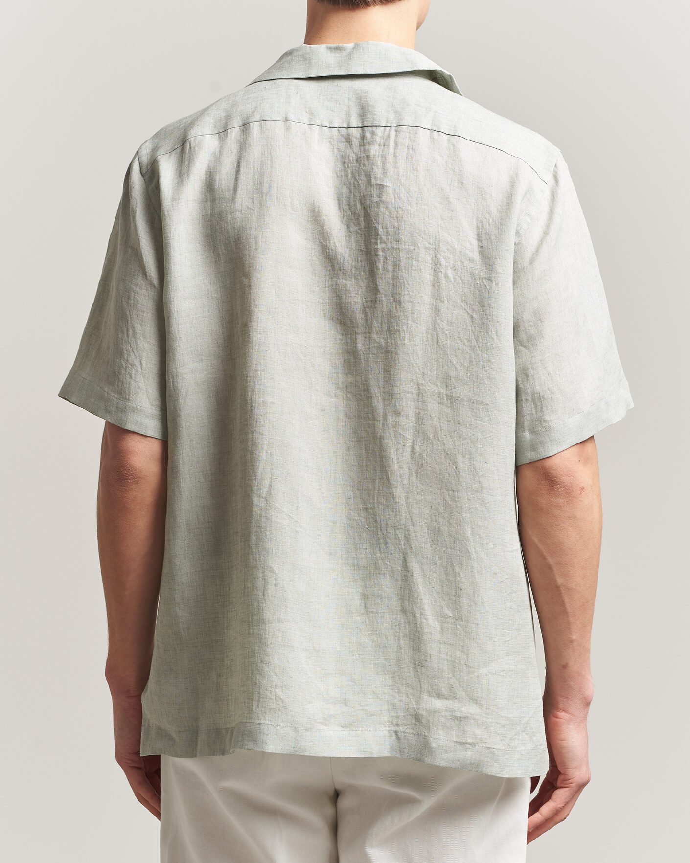 Herr | Skjortor | Lardini | Klop Short Sleeve Linen Resort Shirt Light Green