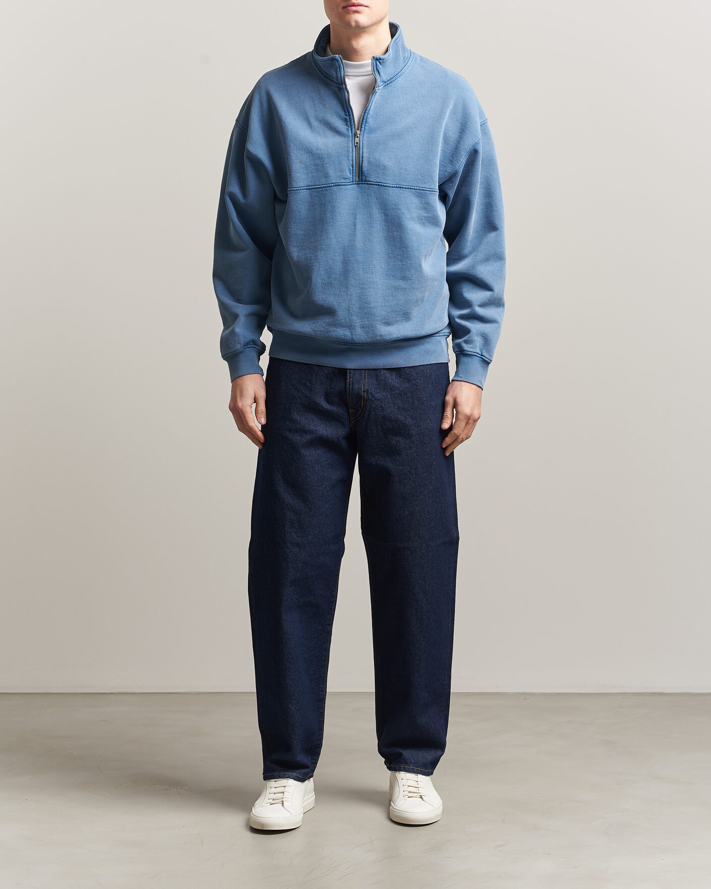 Herr | Tröjor | Colorful Standard | Classic Organic Half-Zip Faded Indigo