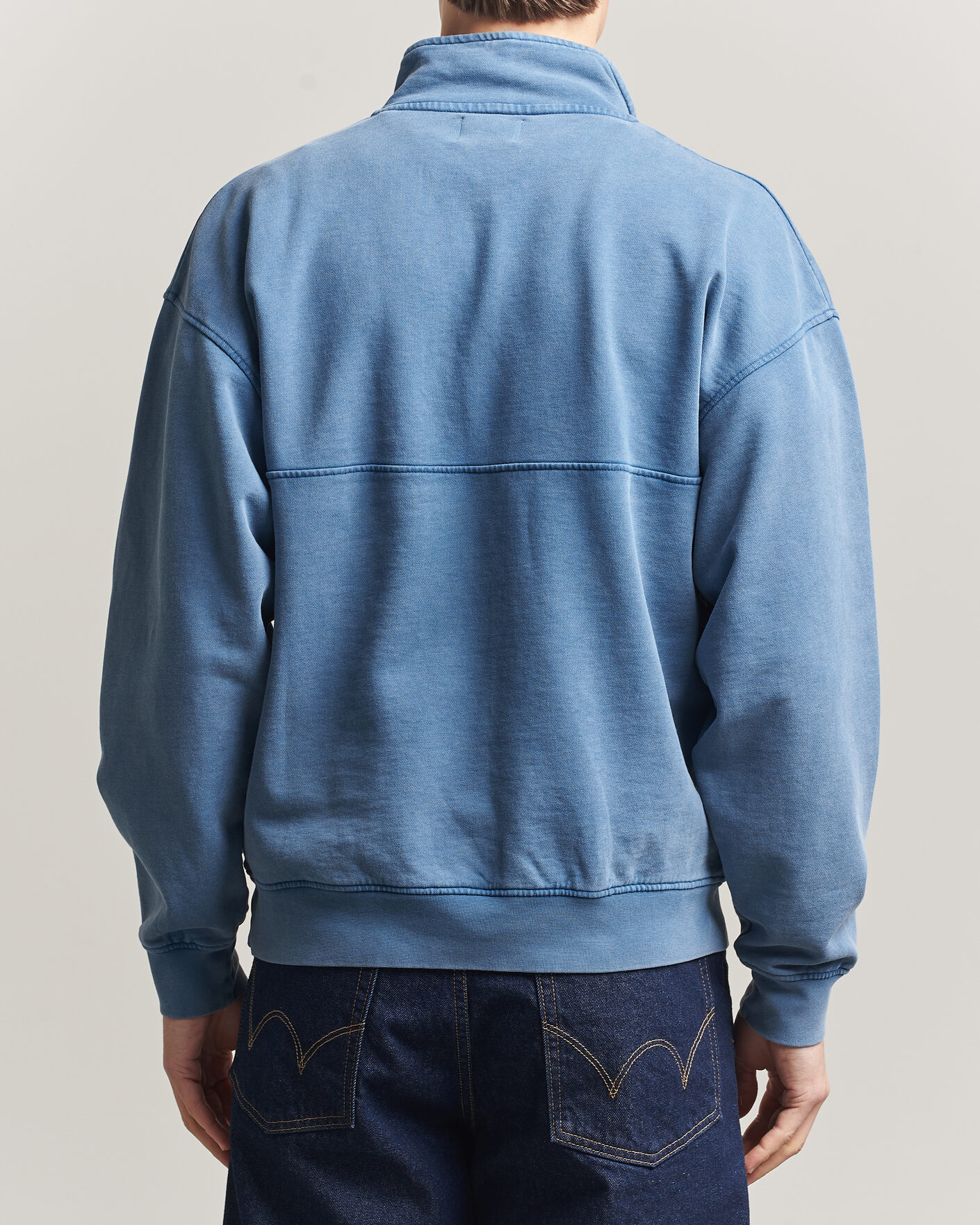 Herr | Tröjor | Colorful Standard | Classic Organic Half-Zip Faded Indigo