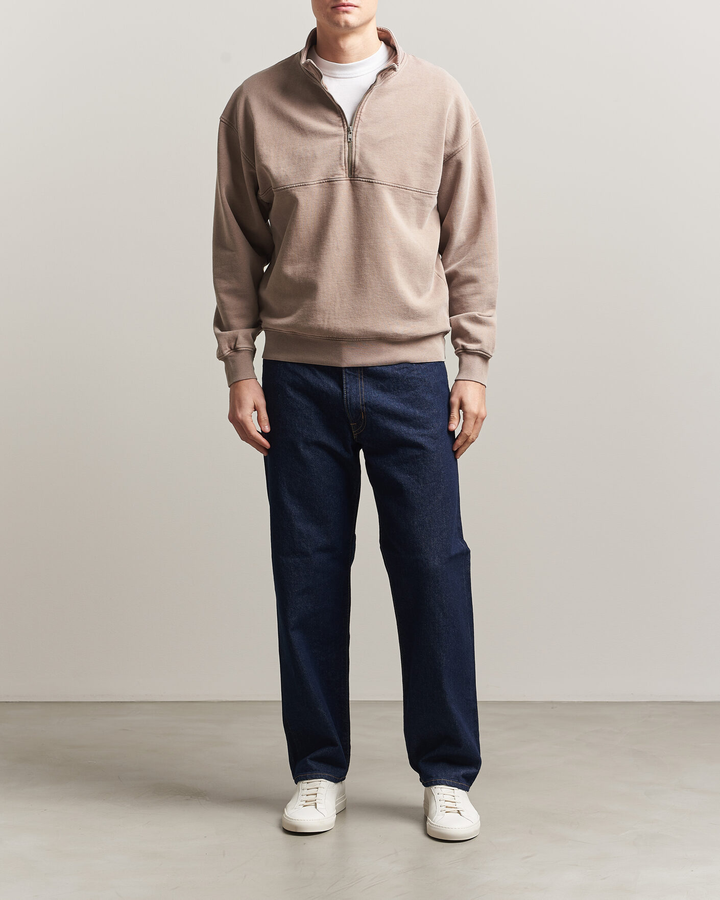 Herr | Tröjor | Colorful Standard | Classic Organic Half-Zip Faded Khaki