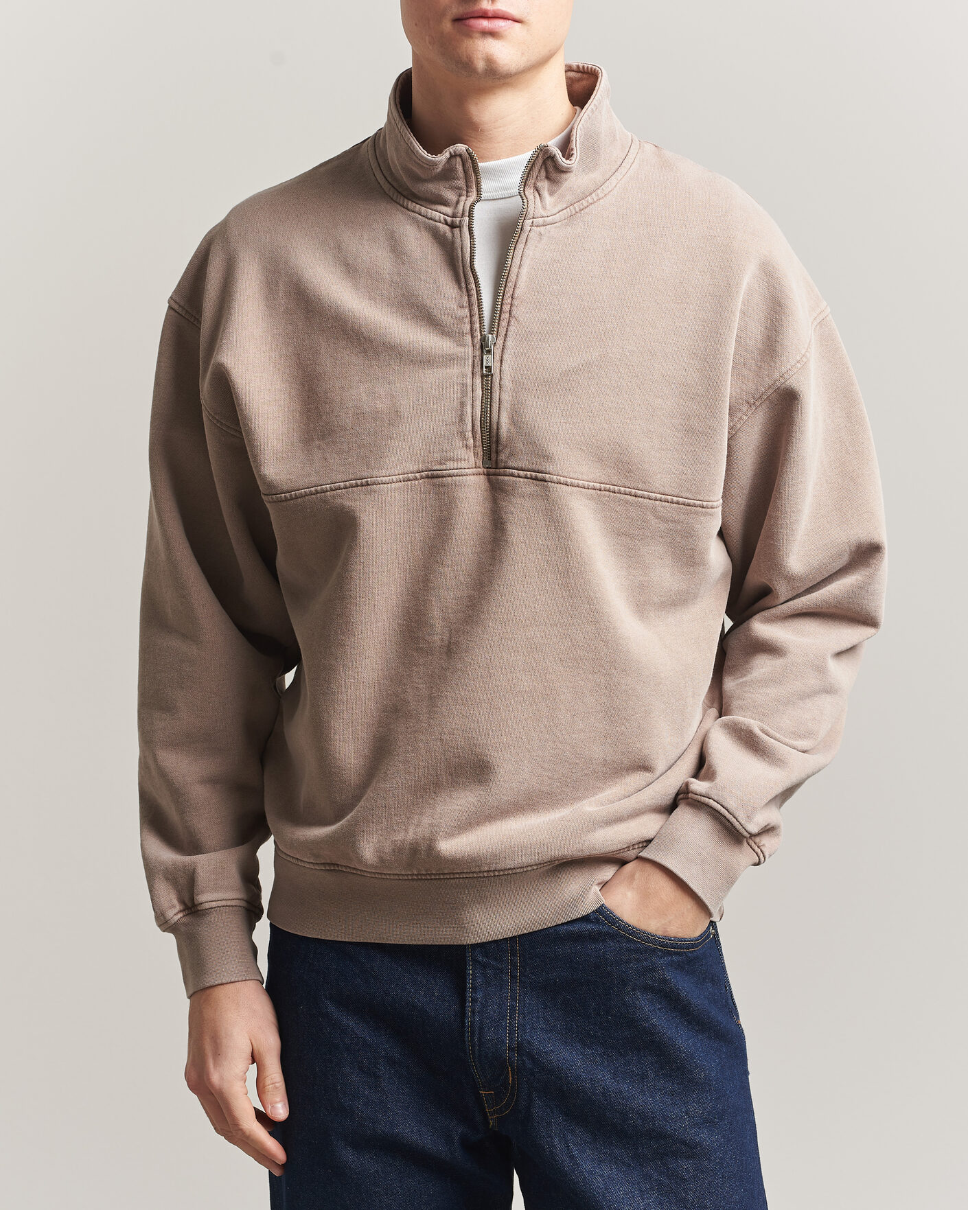 Herr | Tröjor | Colorful Standard | Classic Organic Half-Zip Faded Khaki