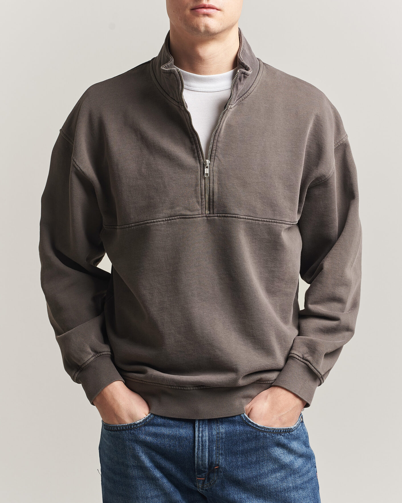 Herr | Tröjor | Colorful Standard | Classic Organic Half-Zip Faded Mud