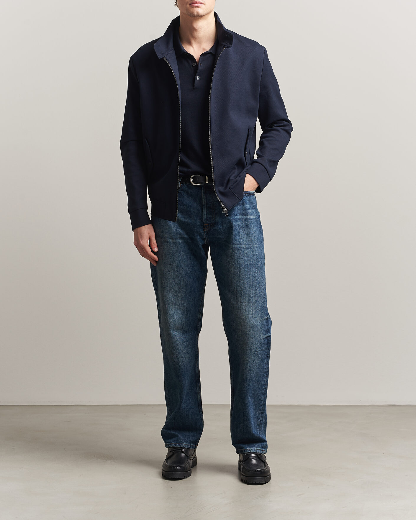 Herr | Jackor | Harris Wharf London | Loro Piana Cavalry Twill Harrington Jacket Navy Blue