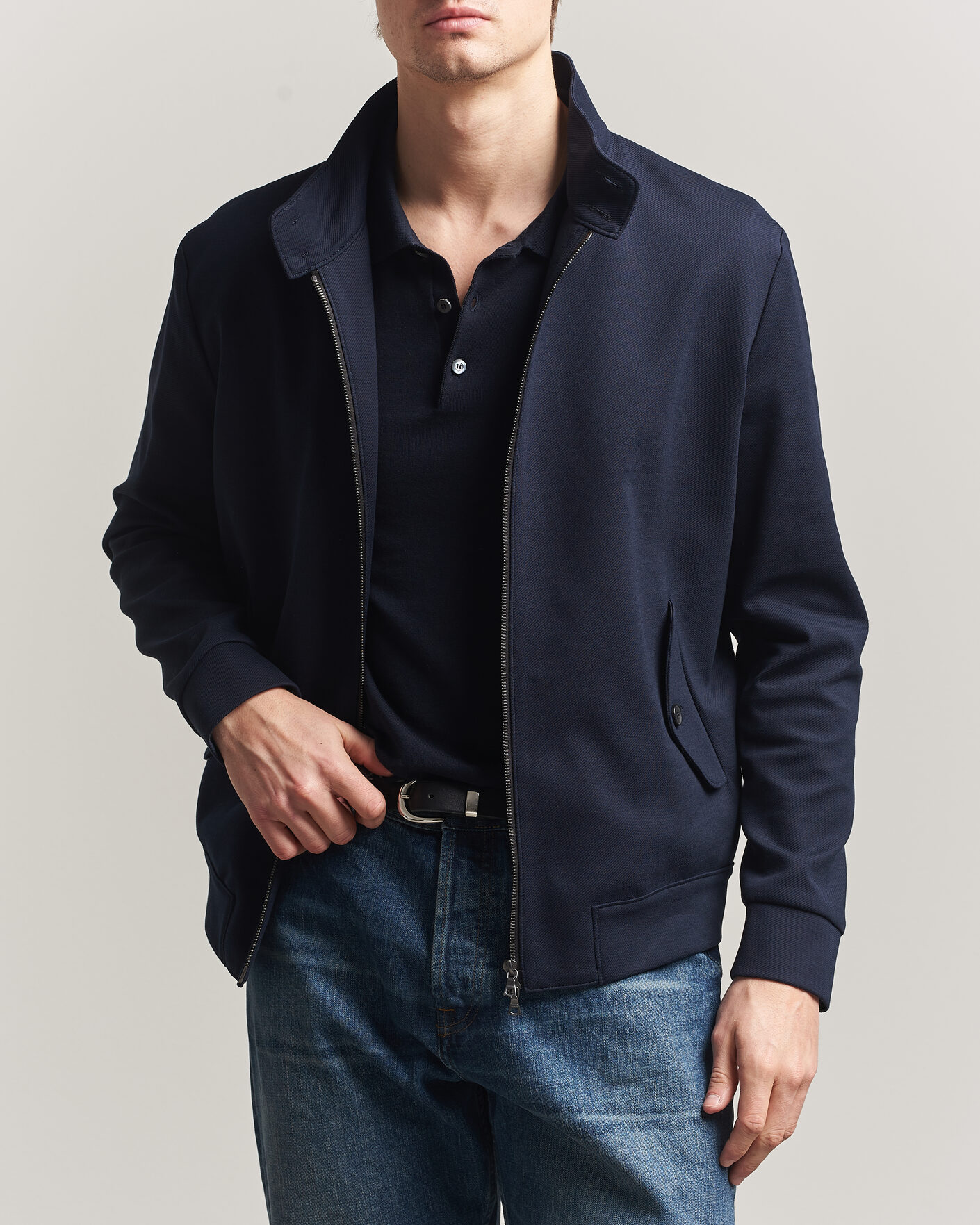 Herr | Jackor | Harris Wharf London | Loro Piana Cavalry Twill Harrington Jacket Navy Blue