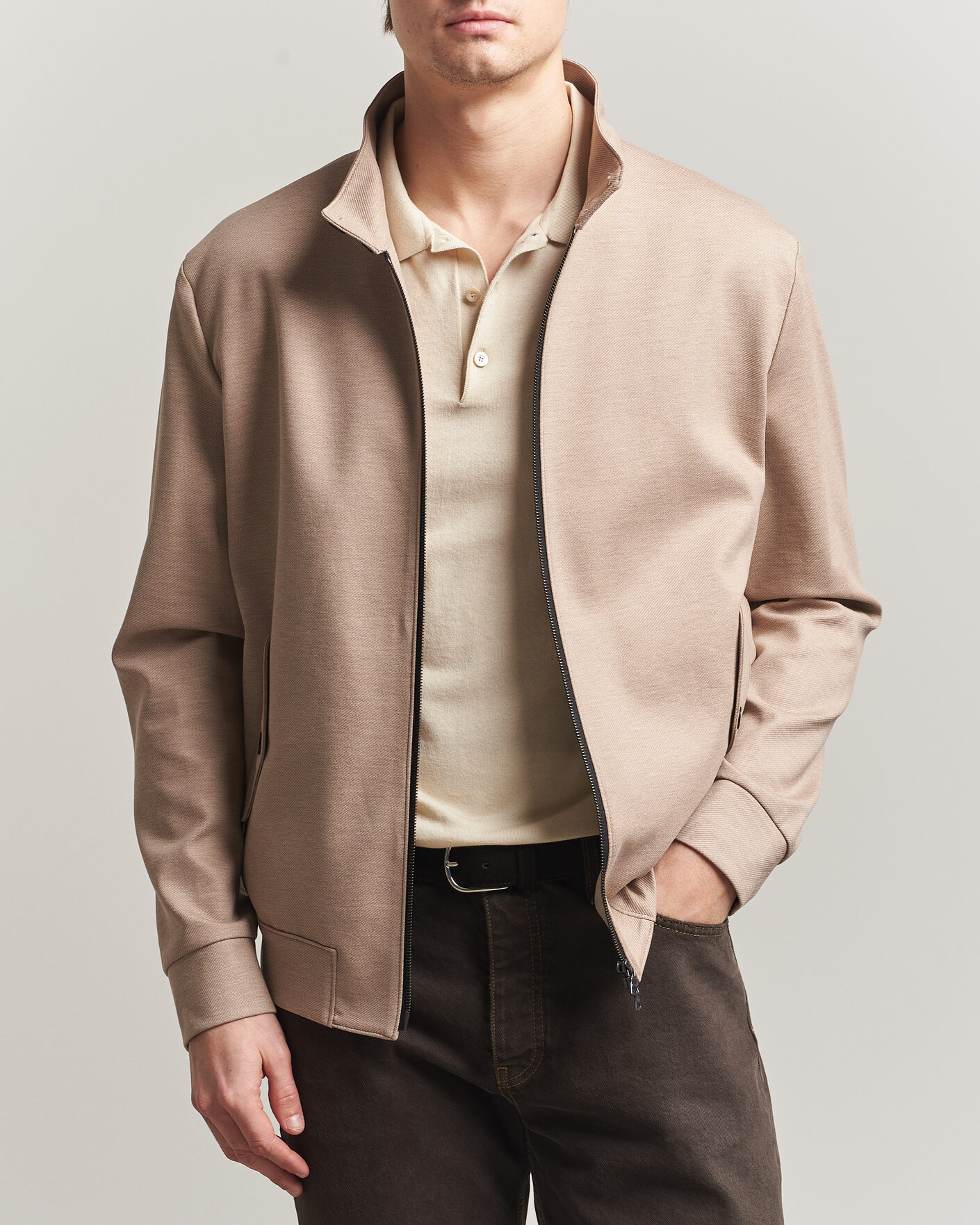 Herr | Jackor | Harris Wharf London | Loro Piana Cavalry Twill Harrington Jacket Oat