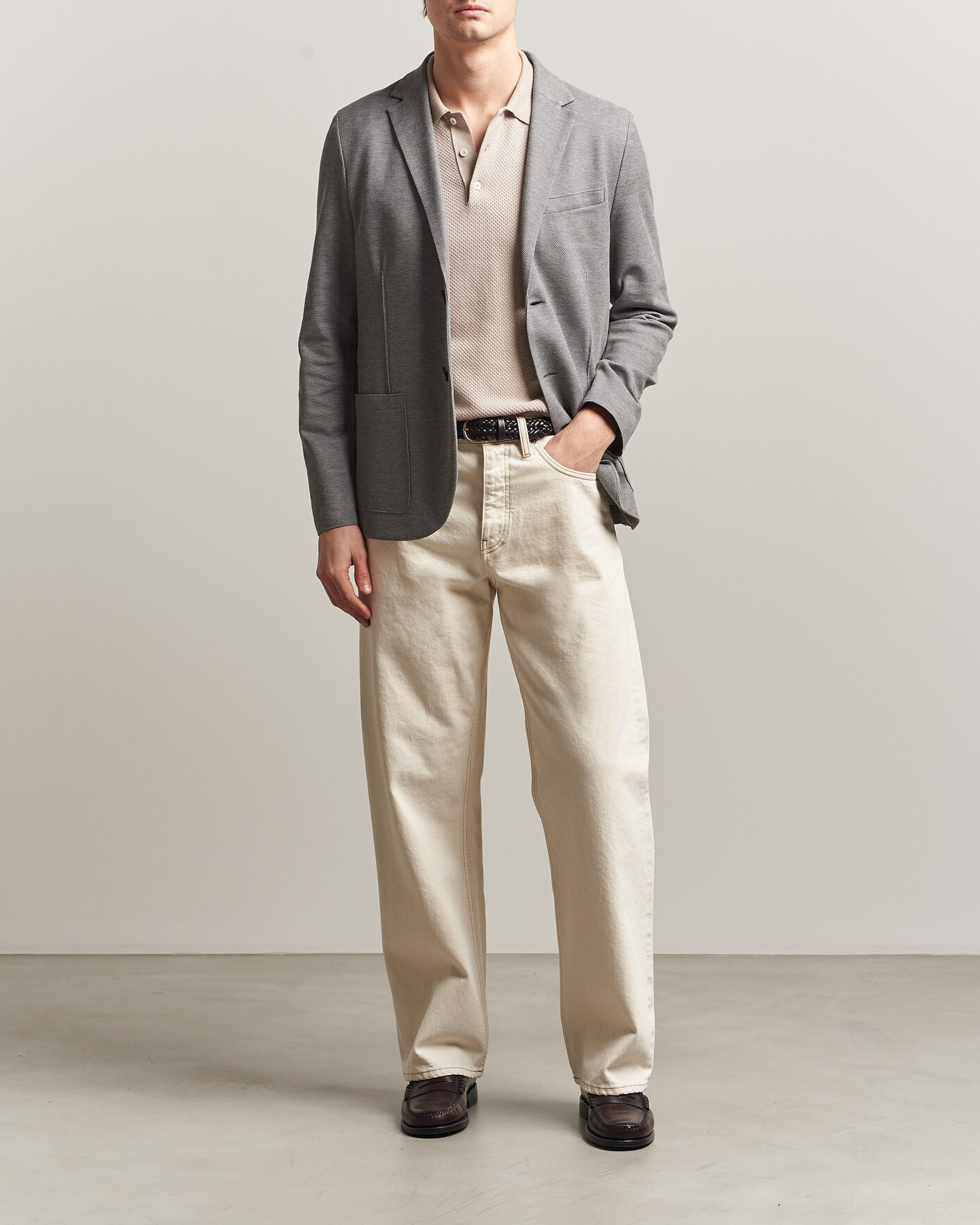 Herr | Kavajer | Harris Wharf London | Loro Piana Honey Comb Blazer Light Grey
