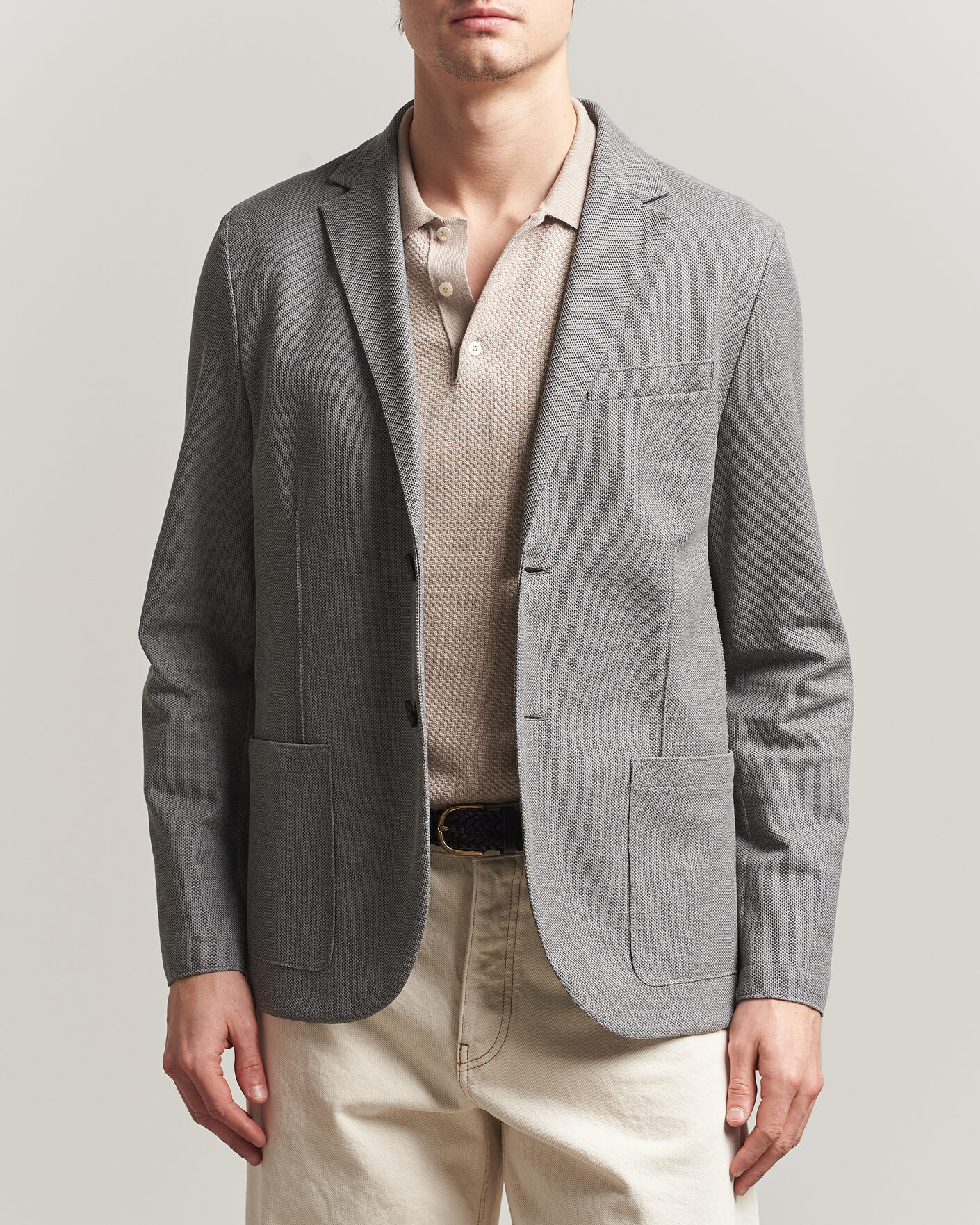 Herr | Kavajer | Harris Wharf London | Loro Piana Honey Comb Blazer Light Grey
