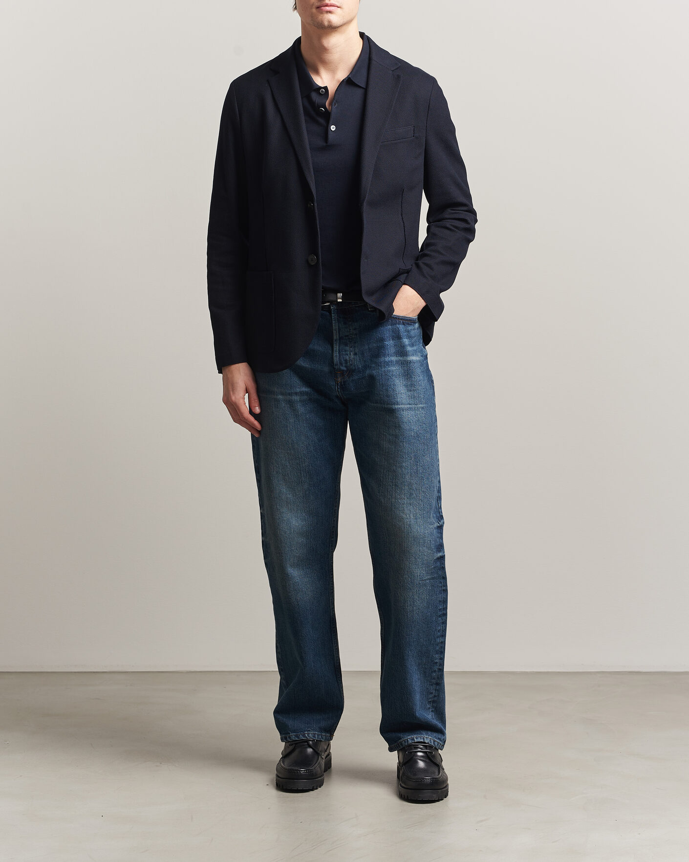 Herr | Kavajer | Harris Wharf London | Loro Piana Honey Comb Blazer Navy Blue