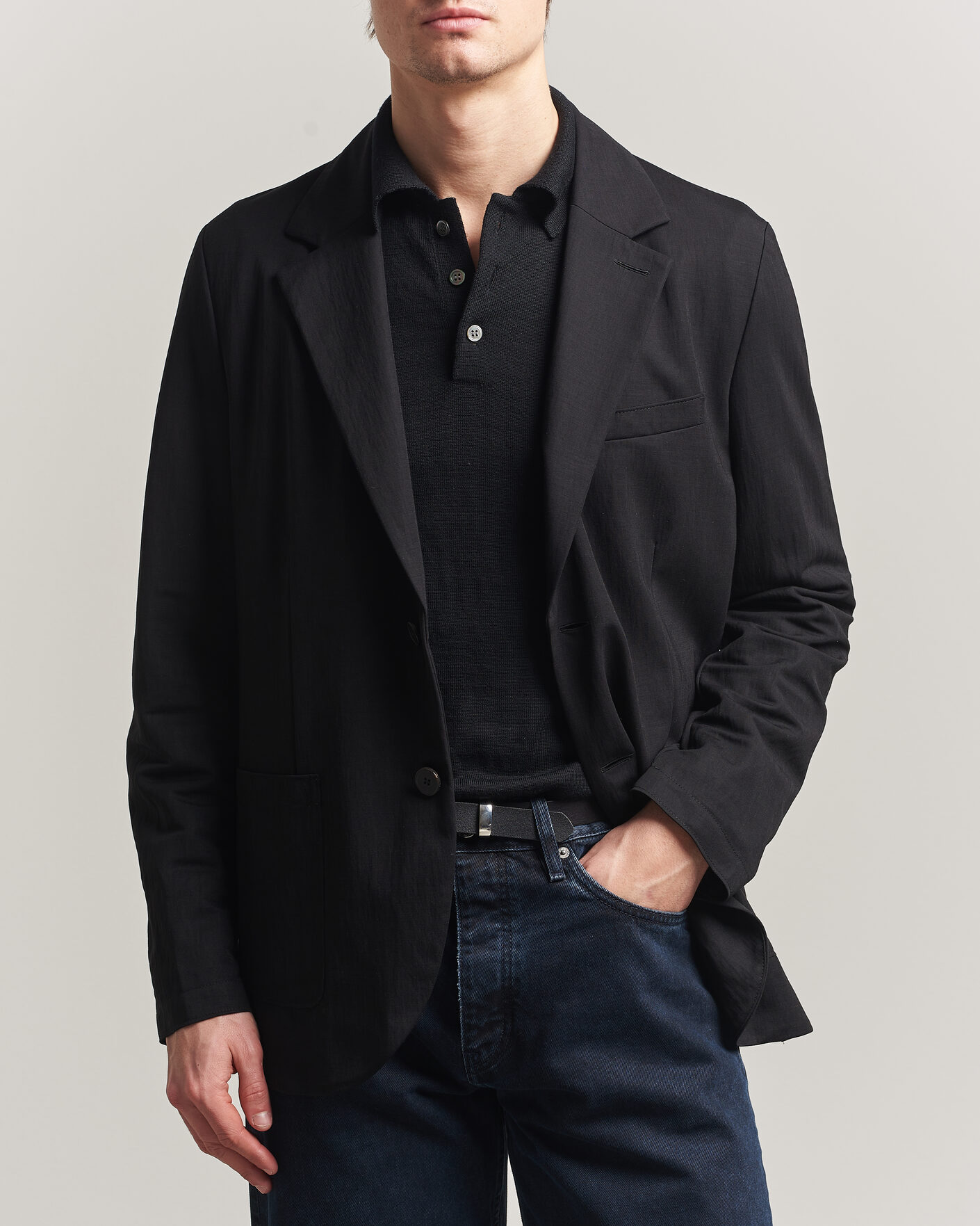 Herr | Kavajer | Harris Wharf London | Rayon Travel Blazer Black