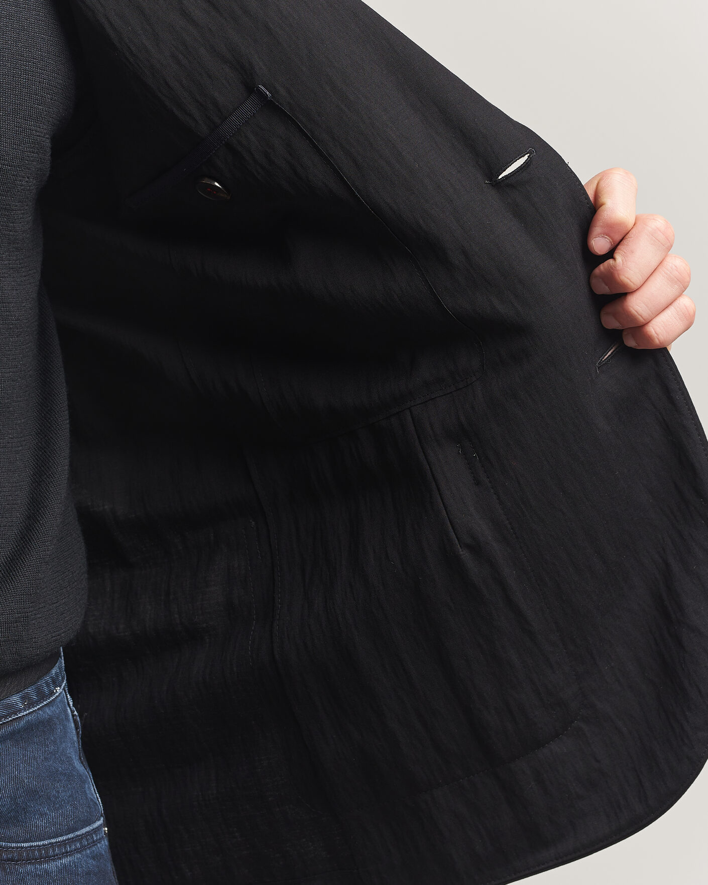 Herr | Kavajer | Harris Wharf London | Rayon Travel Blazer Black