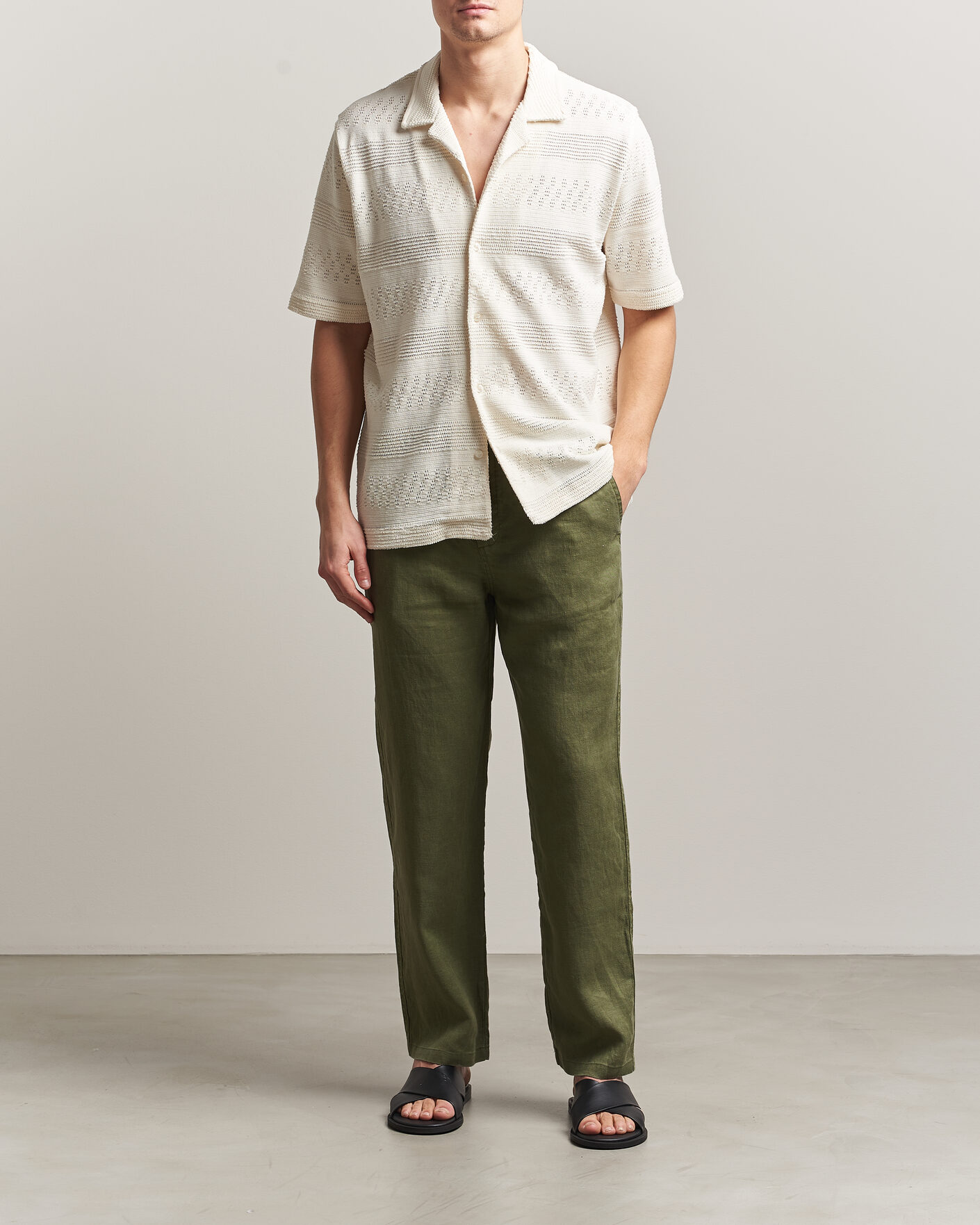 Herr | Byxor | Samsøe Samsøe | Jabari Linen Drawstring Trousers Burnt Olive