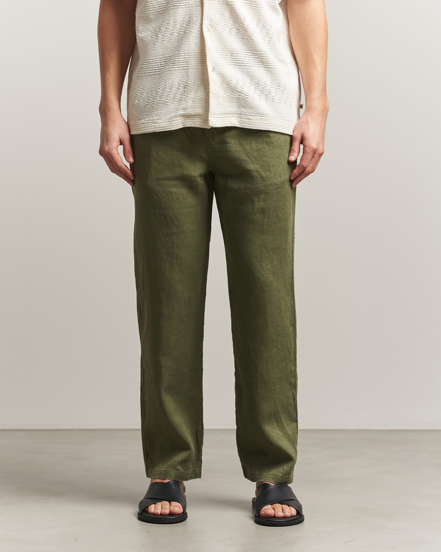 Herr | Byxor | Samsøe Samsøe | Jabari Linen Drawstring Trousers Burnt Olive