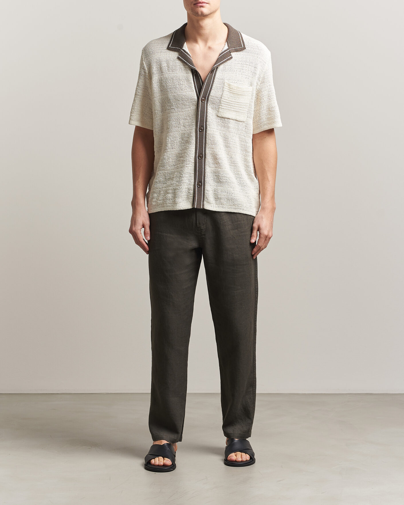 Herr | Byxor | Samsøe Samsøe | Jabari Linen Drawstring Trousers Black Olive
