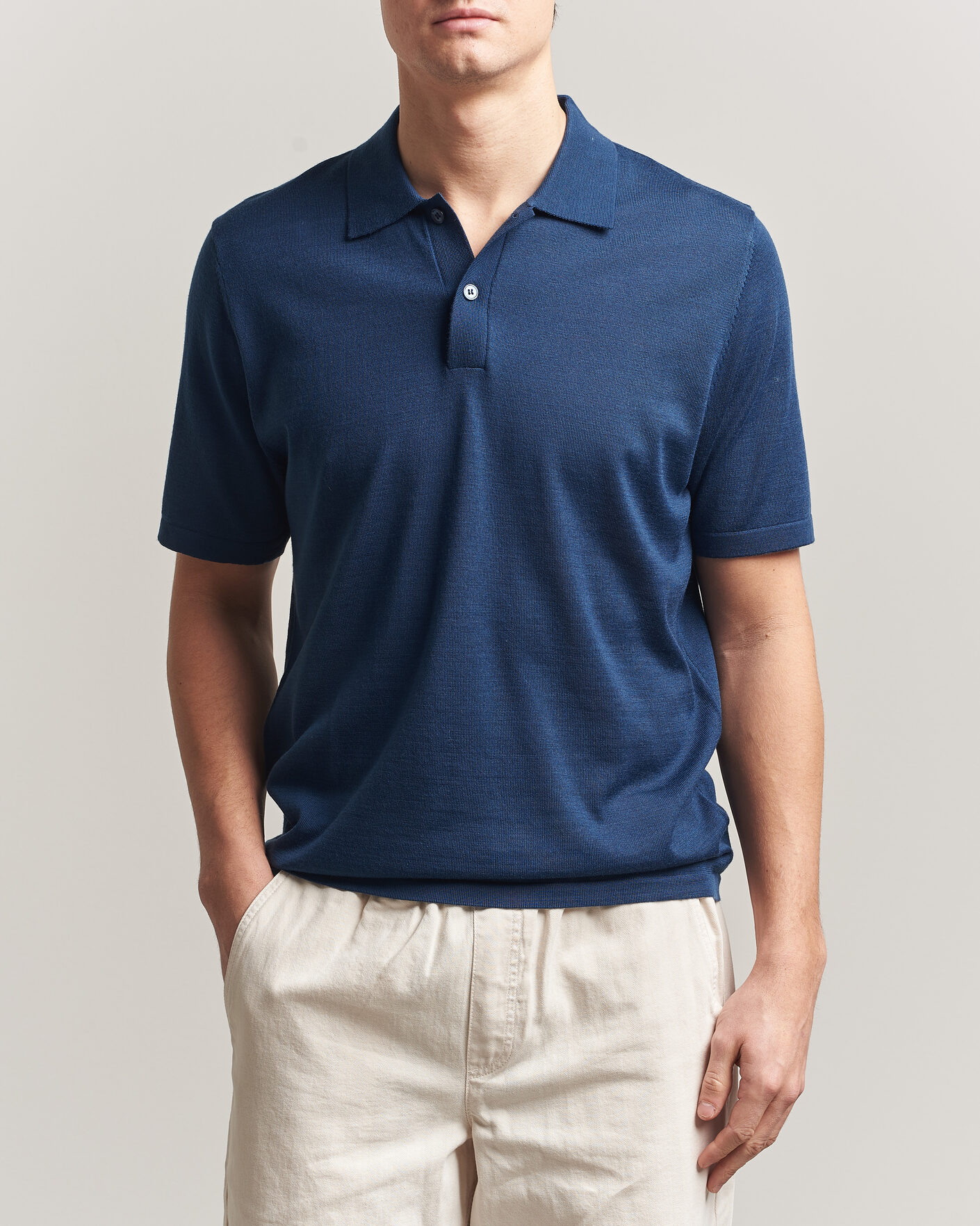Herr | Pikéer | Samsøe Samsøe | Rowan Knitted Polo Insignia Blue