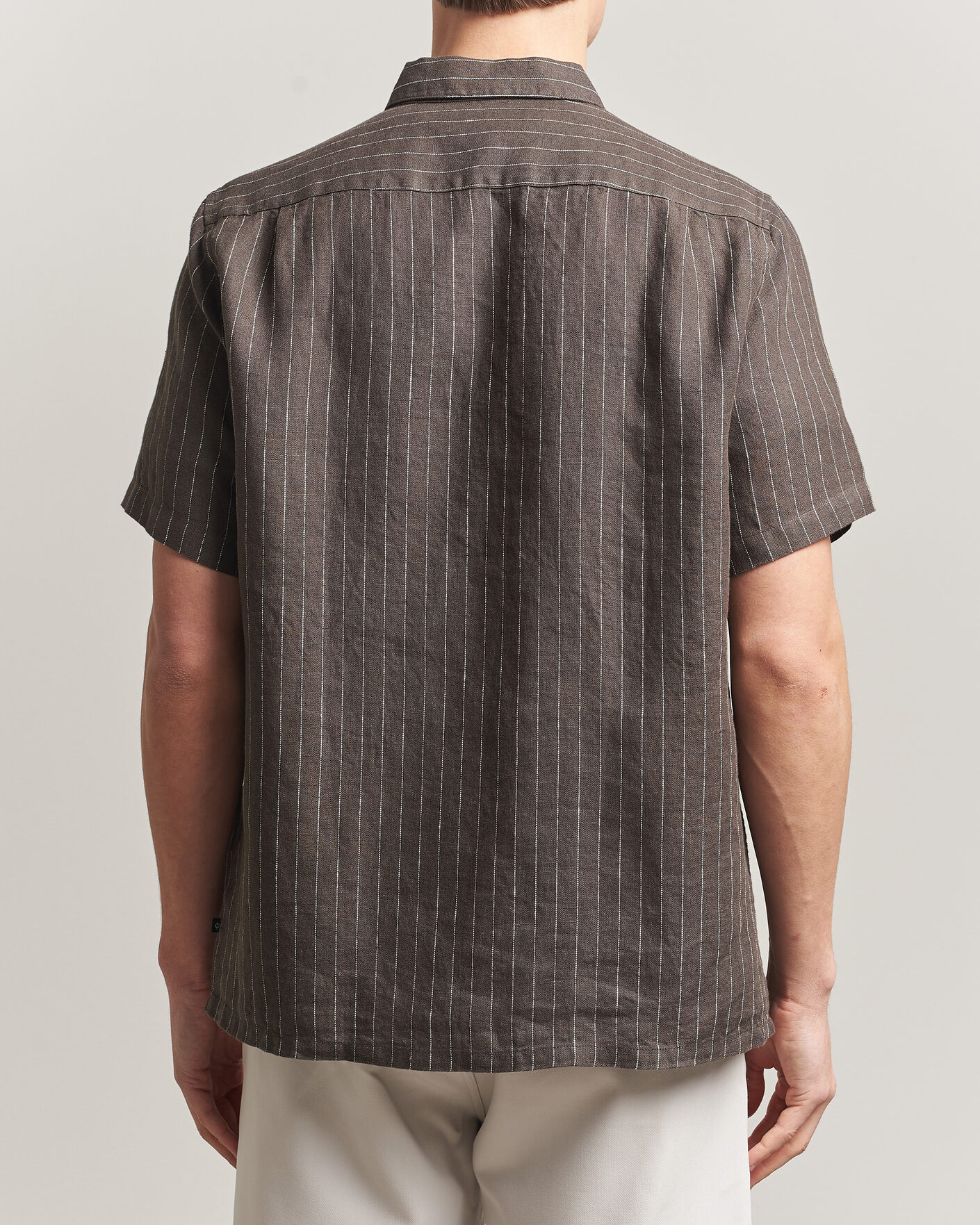 Herr | Skjortor | Samsøe Samsøe | Avan Linen Striped Short Sleeve Shirt Black Olive