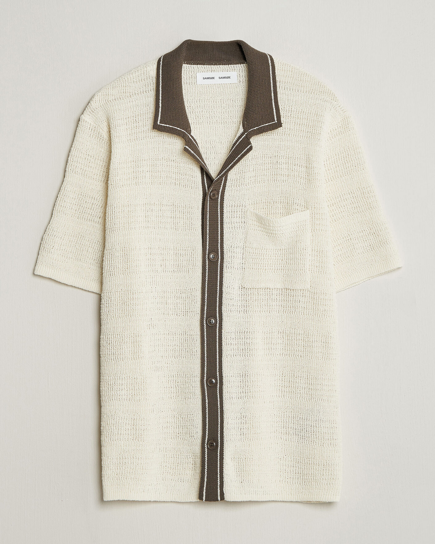 Herr | Skjortor | Samsøe Samsøe | Percy Knitted Short Sleeve Shirt Clear Cream