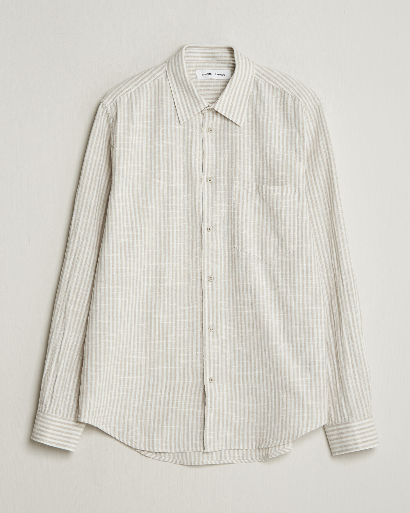 Herr | Skjortor | Samsøe Samsøe | Liam Cotton/Linen Striped Shirt Moonstruck