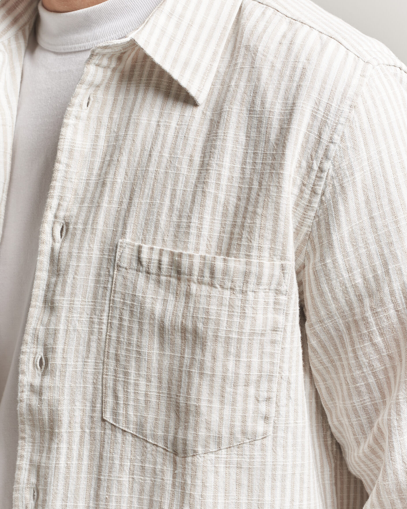 Herr | Skjortor | Samsøe Samsøe | Liam Cotton/Linen Striped Shirt Moonstruck
