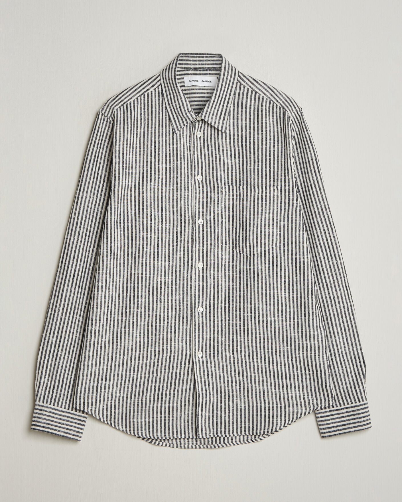Herr | Skjortor | Samsøe Samsøe | Liam Cotton/Linen Striped Shirt Salute Navy