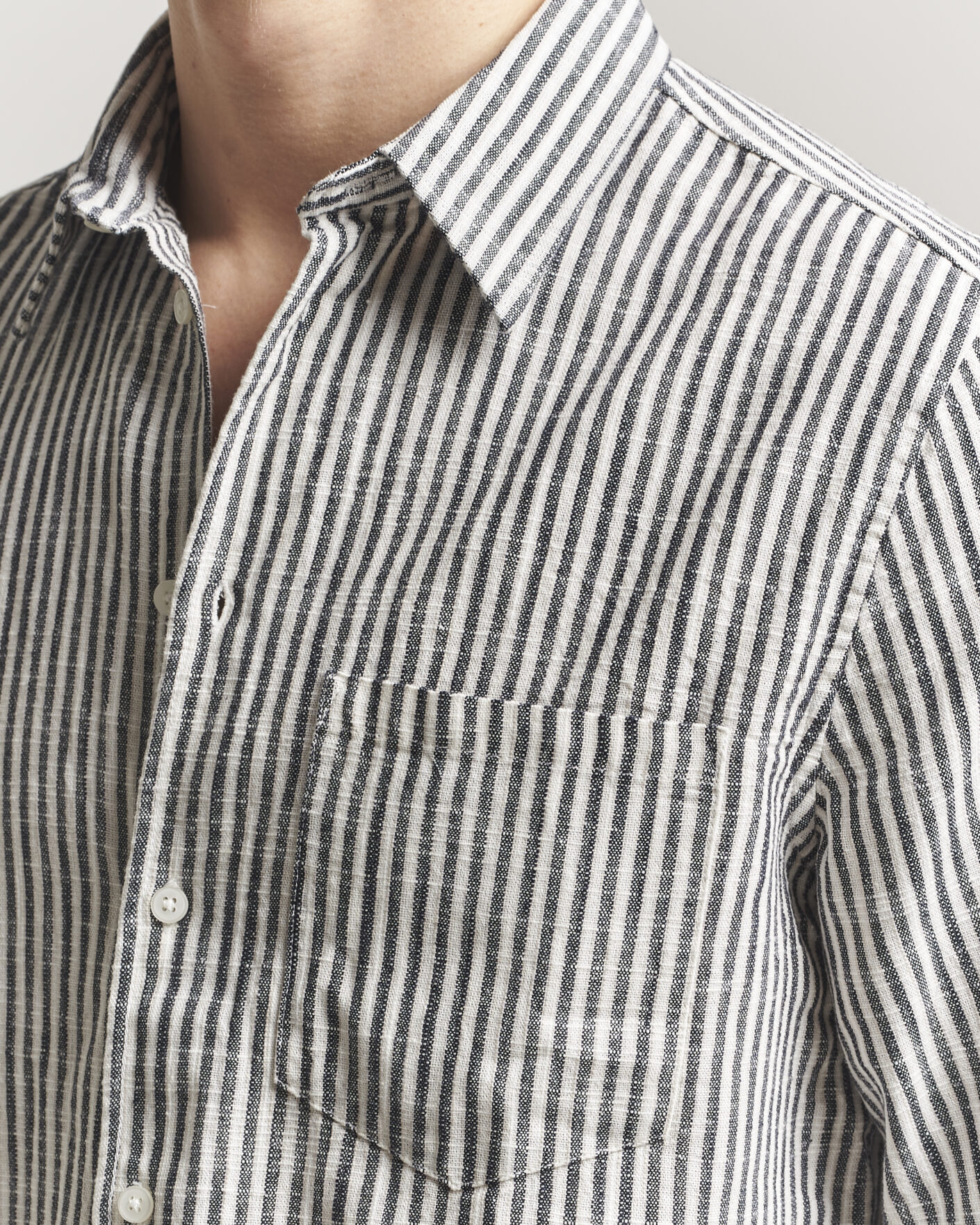 Herr | Skjortor | Samsøe Samsøe | Liam Cotton/Linen Striped Shirt Salute Navy