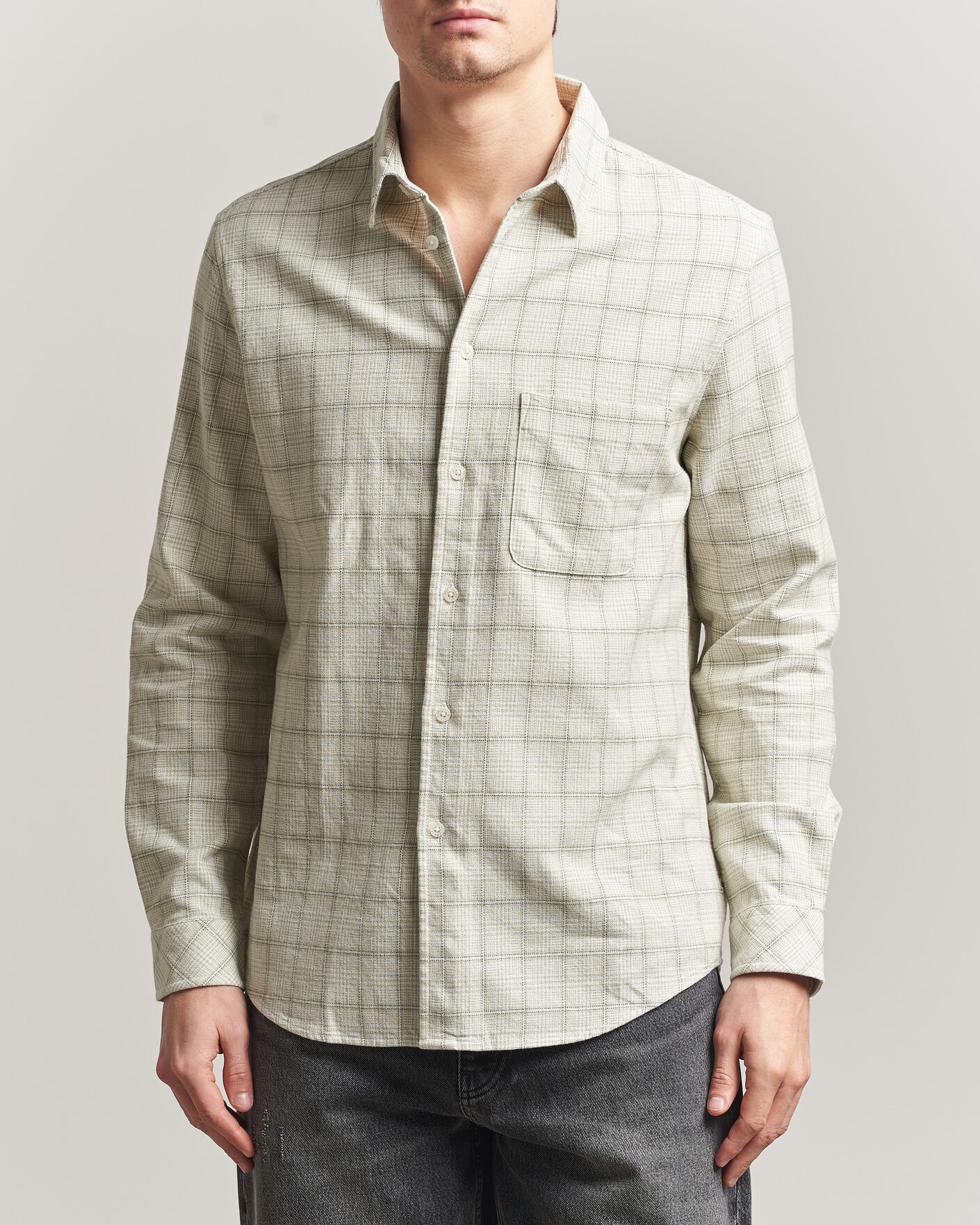 Herr | Skjortor | Samsøe Samsøe | Liam Checked Cotton Shirt Off White