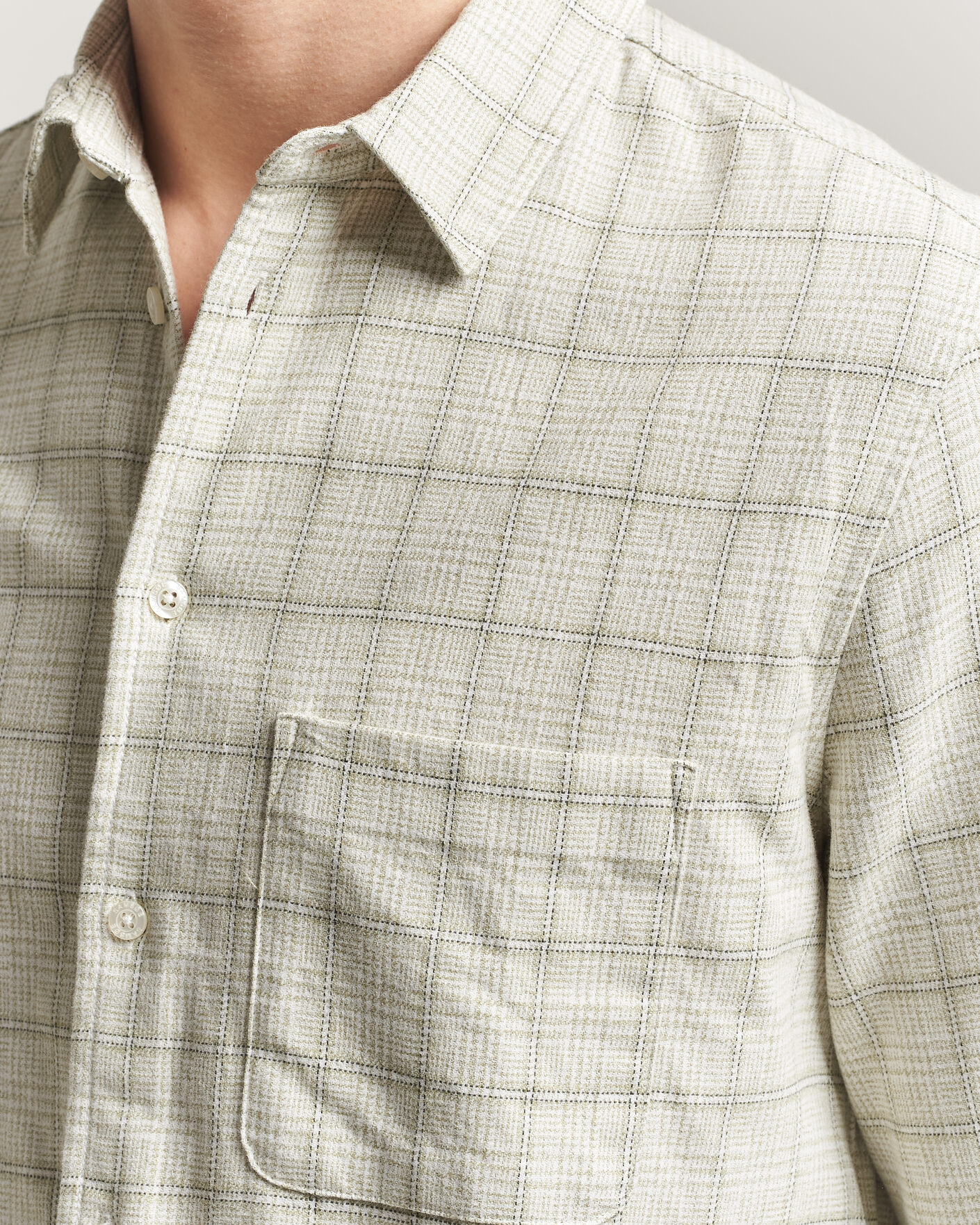 Herr | Skjortor | Samsøe Samsøe | Liam Checked Cotton Shirt Off White