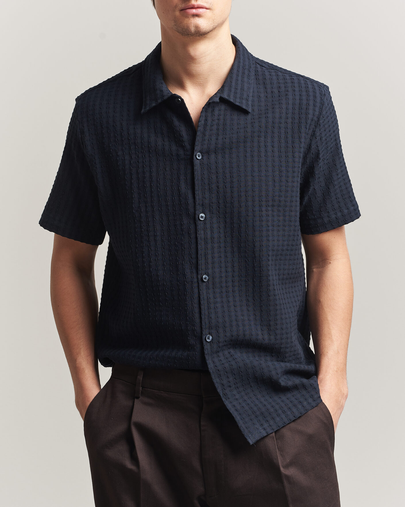 Herr | Skjortor | Samsøe Samsøe | Avan Structured Short Sleeve Shirt Salute Navy