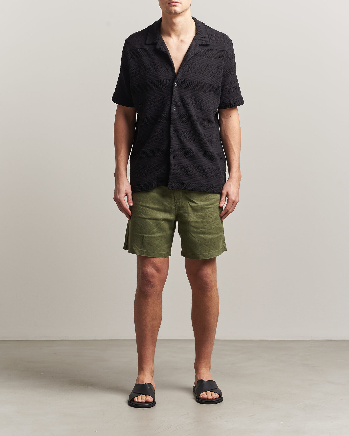 Herr | Skjortor | Samsøe Samsøe | Martin Knitted Short Sleeve Shirt Black