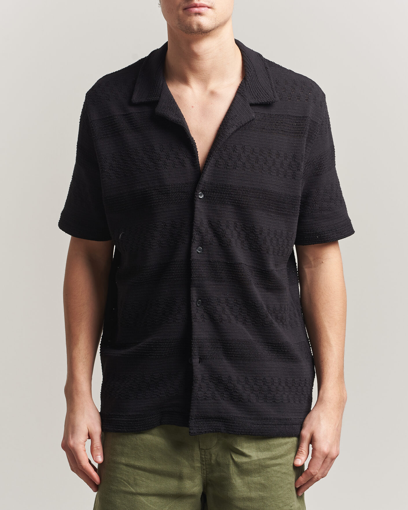 Herr | Skjortor | Samsøe Samsøe | Martin Knitted Short Sleeve Shirt Black