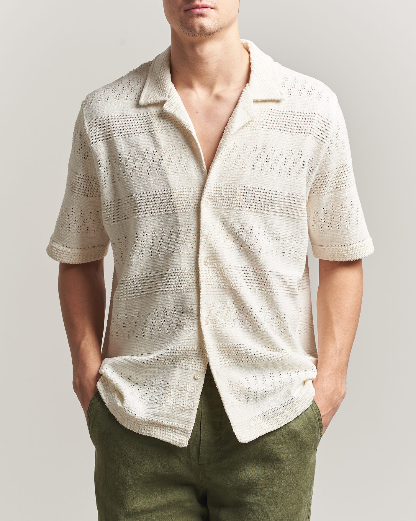 Herr | Skjortor | Samsøe Samsøe | Martin Knitted Short Sleeve Shirt Clear Cream