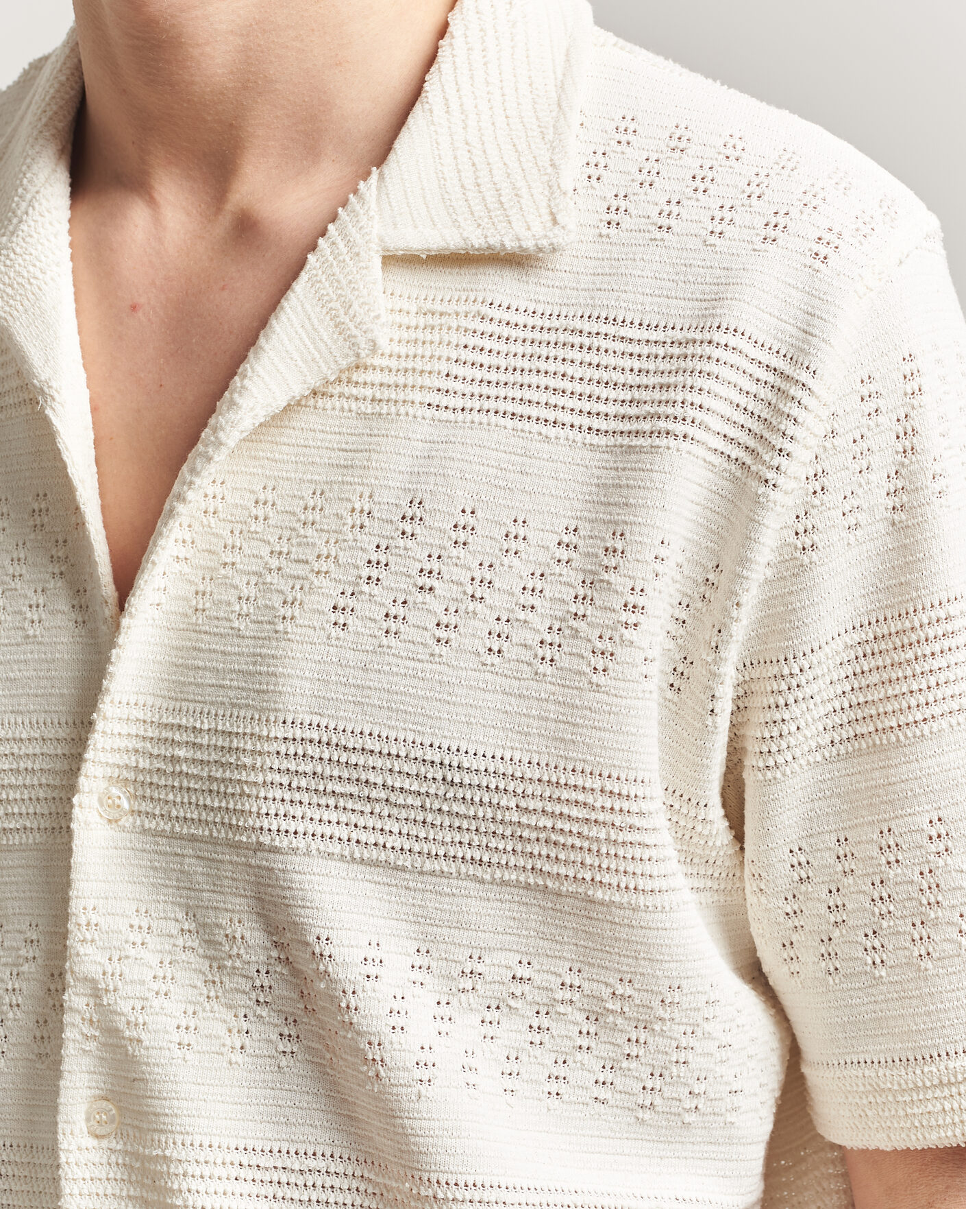 Herr | Skjortor | Samsøe Samsøe | Martin Knitted Short Sleeve Shirt Clear Cream