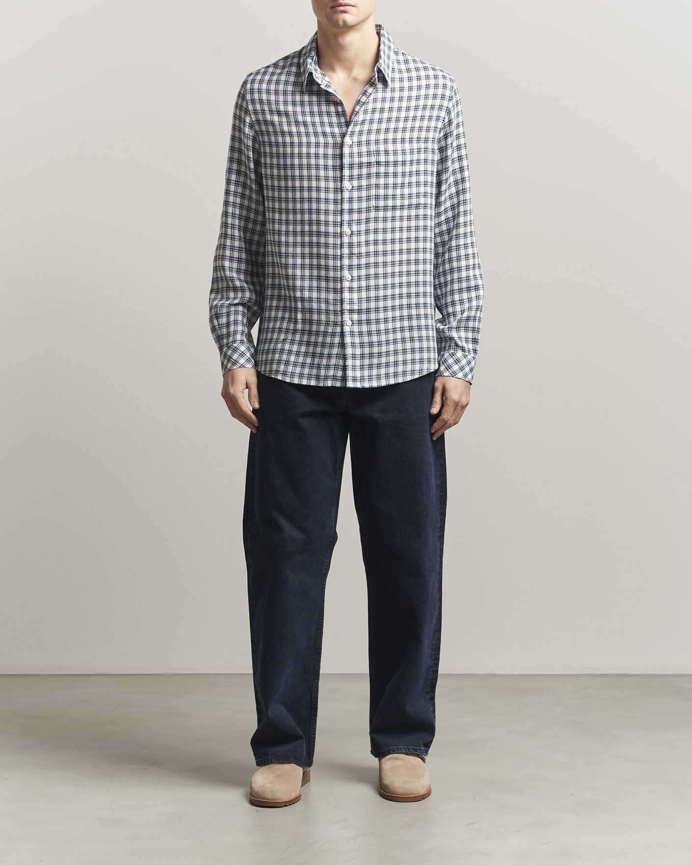 Herr | Skjortor | Samsøe Samsøe | Ryan Tencel Checked Shirt Blue