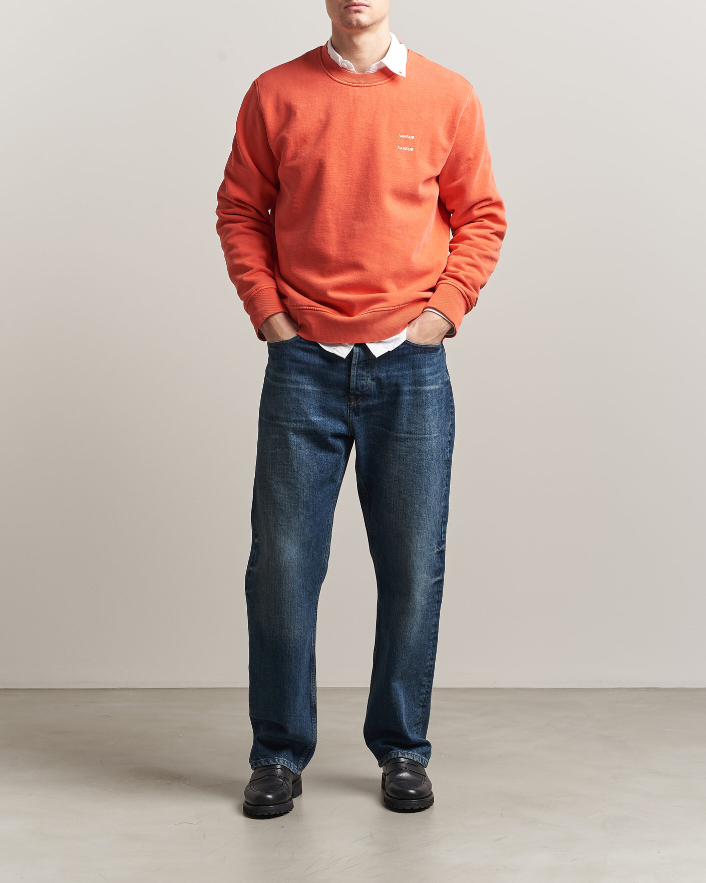 Herr | Tröjor | Samsøe Samsøe | Joel Washed Organic Cotton Sweatshirt Aurora Red