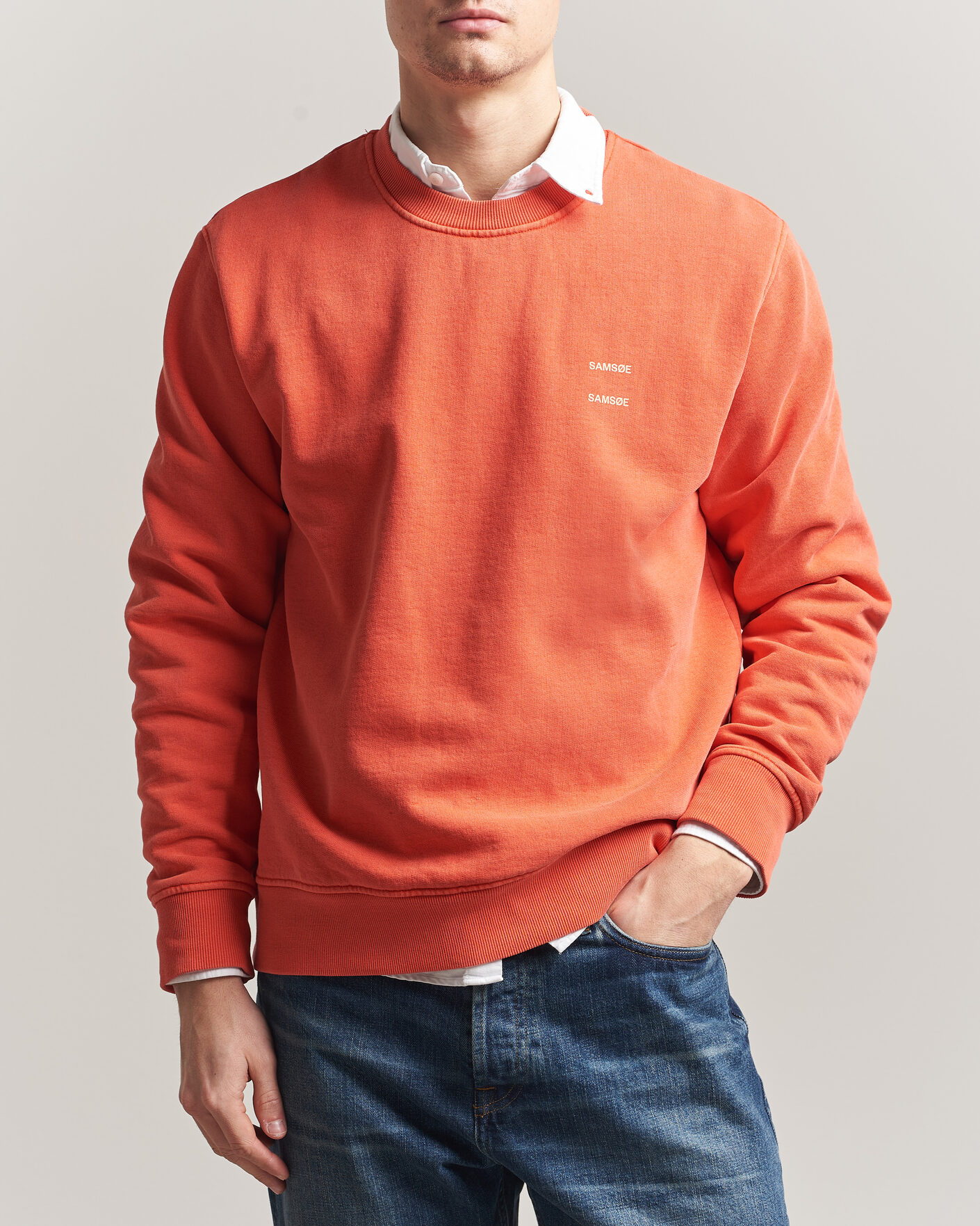 Herr | Tröjor | Samsøe Samsøe | Joel Washed Organic Cotton Sweatshirt Aurora Red