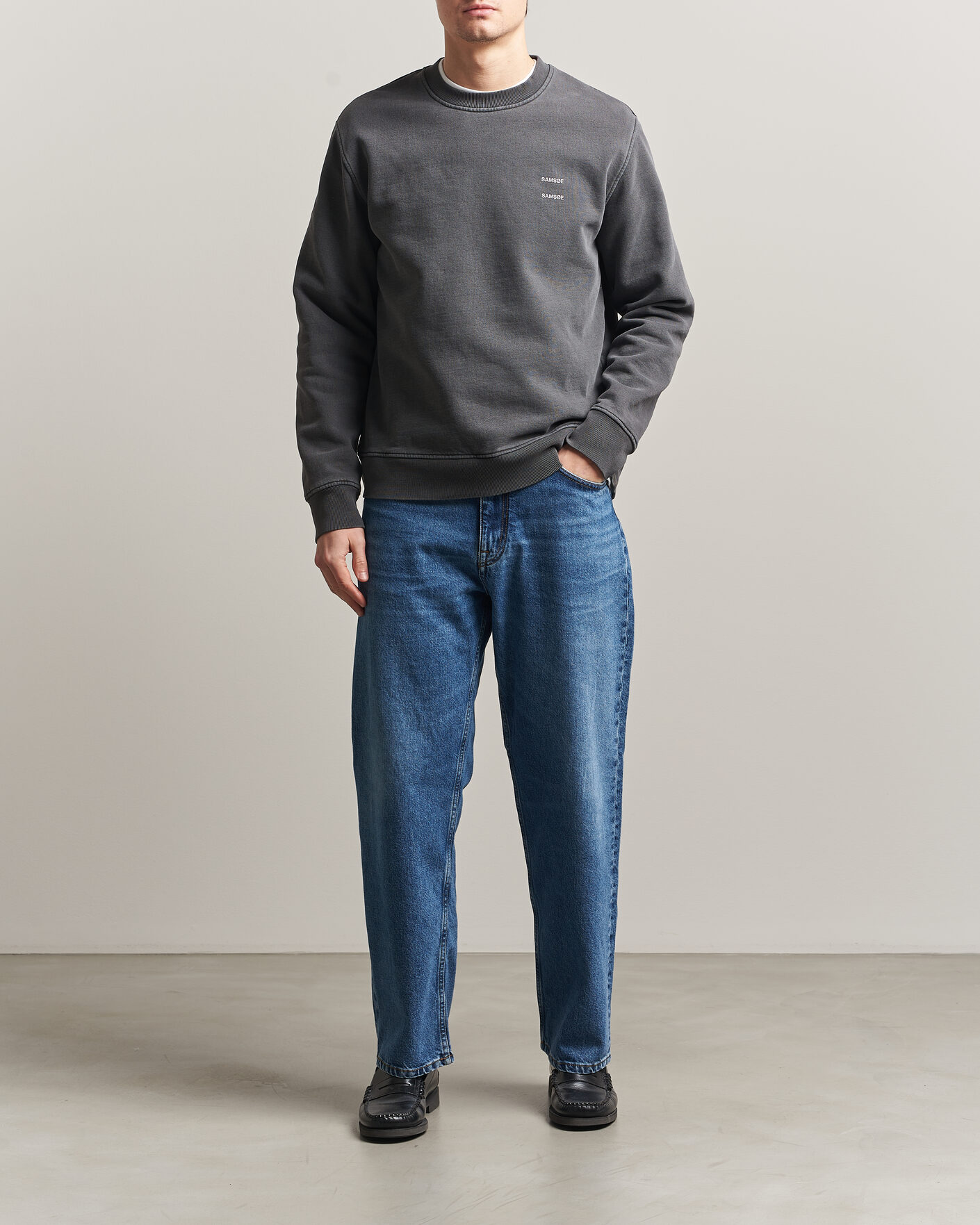 Herr | Tröjor | Samsøe Samsøe | Joel Washed Organic Cotton Sweatshirt Black