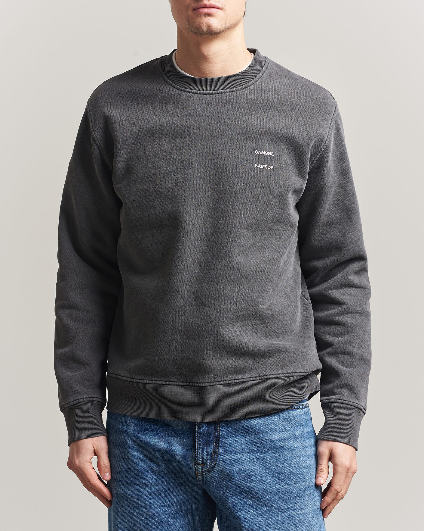 Herr | Tröjor | Samsøe Samsøe | Joel Washed Organic Cotton Sweatshirt Black